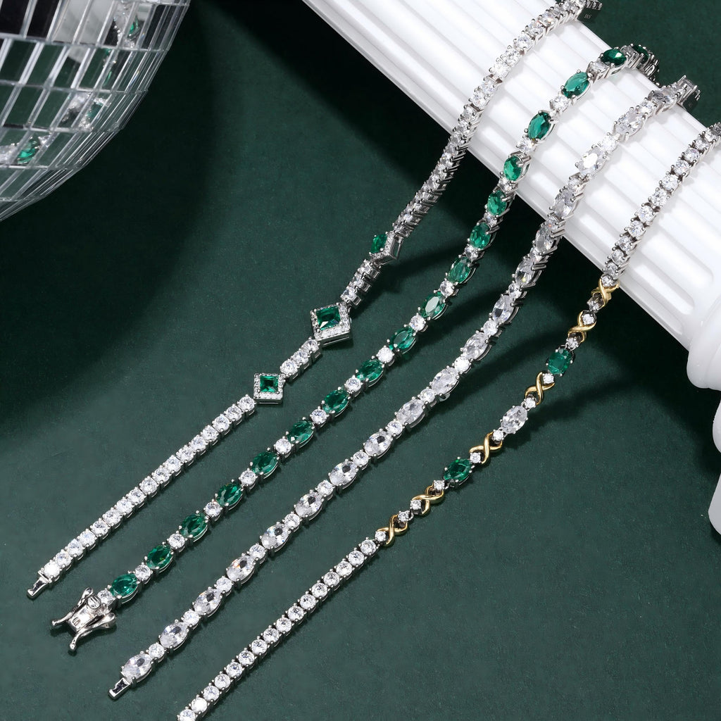 FANCIME Birthstone Bracelets Sterling Silver Tennis Bracelets Charm Fine Jewelry Birthday Gifts for Women 7"