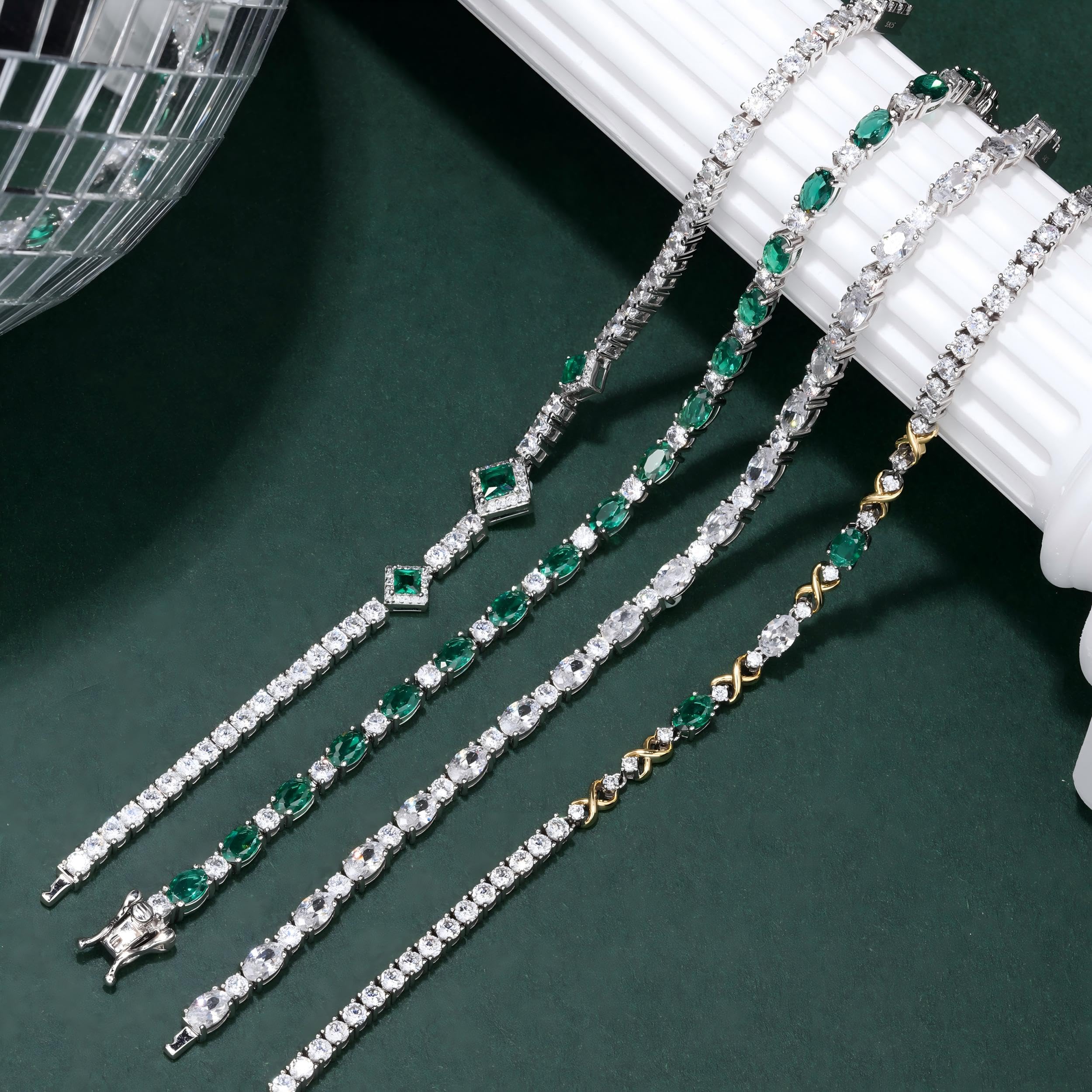 FANCIME Birthstone Bracelets Sterling Silver Tennis Bracelets Charm Fine Jewelry Birthday Gifts for Women 7"