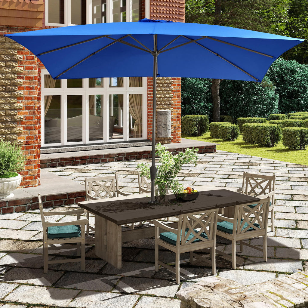 Ayge 6.5x10FT Rectangular Patio Umbrella Outdoor Table Umbrella w/Push Button Tilt & Crank Rectangle Market Umbrella UV Protection for Garden,Deck,Lawn,Yard & Pool,Beige