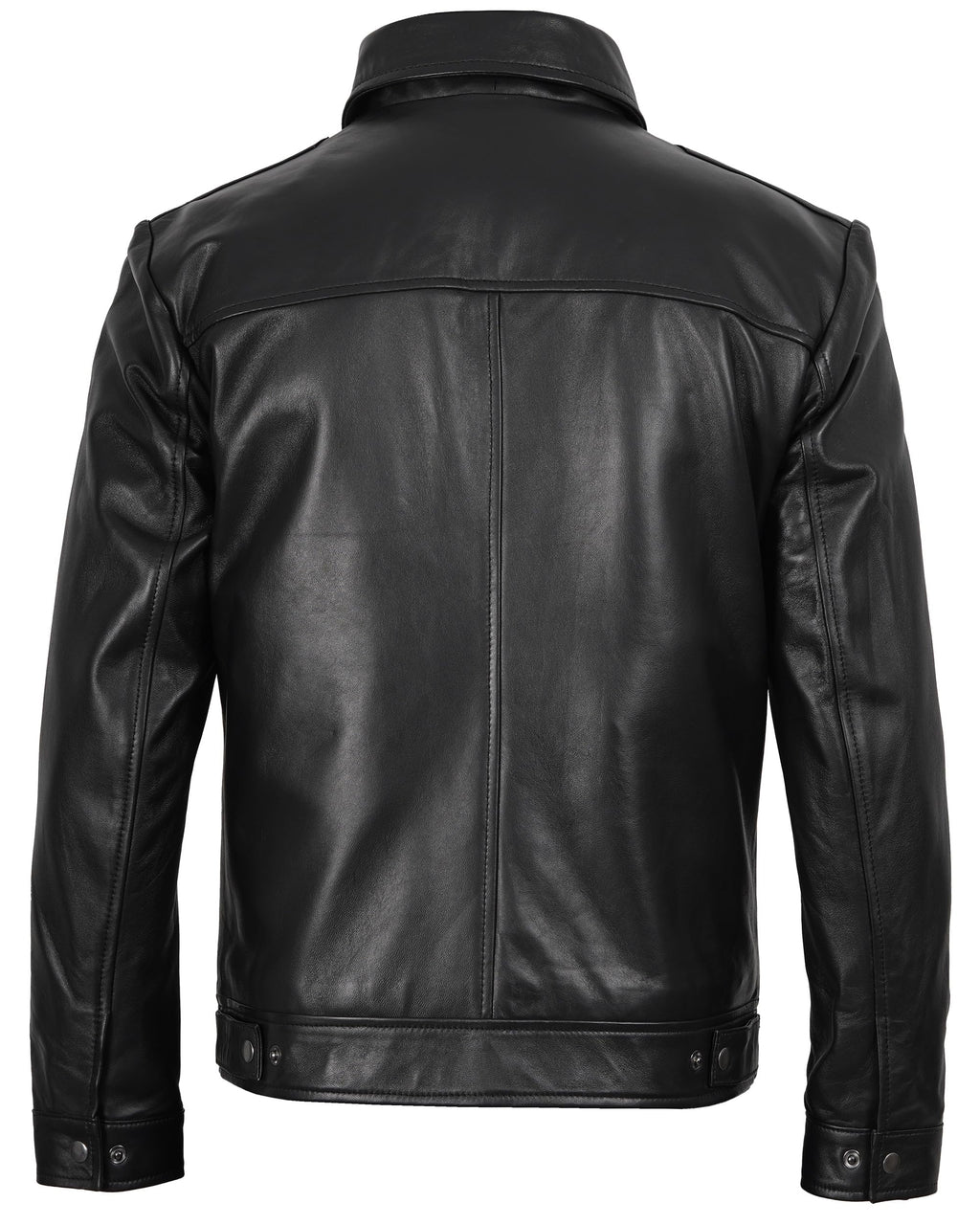 Decrum Vintage Style Mens Leather Jacket - Real Lambskin Classic Shirt Collar Leather Jackets for Men