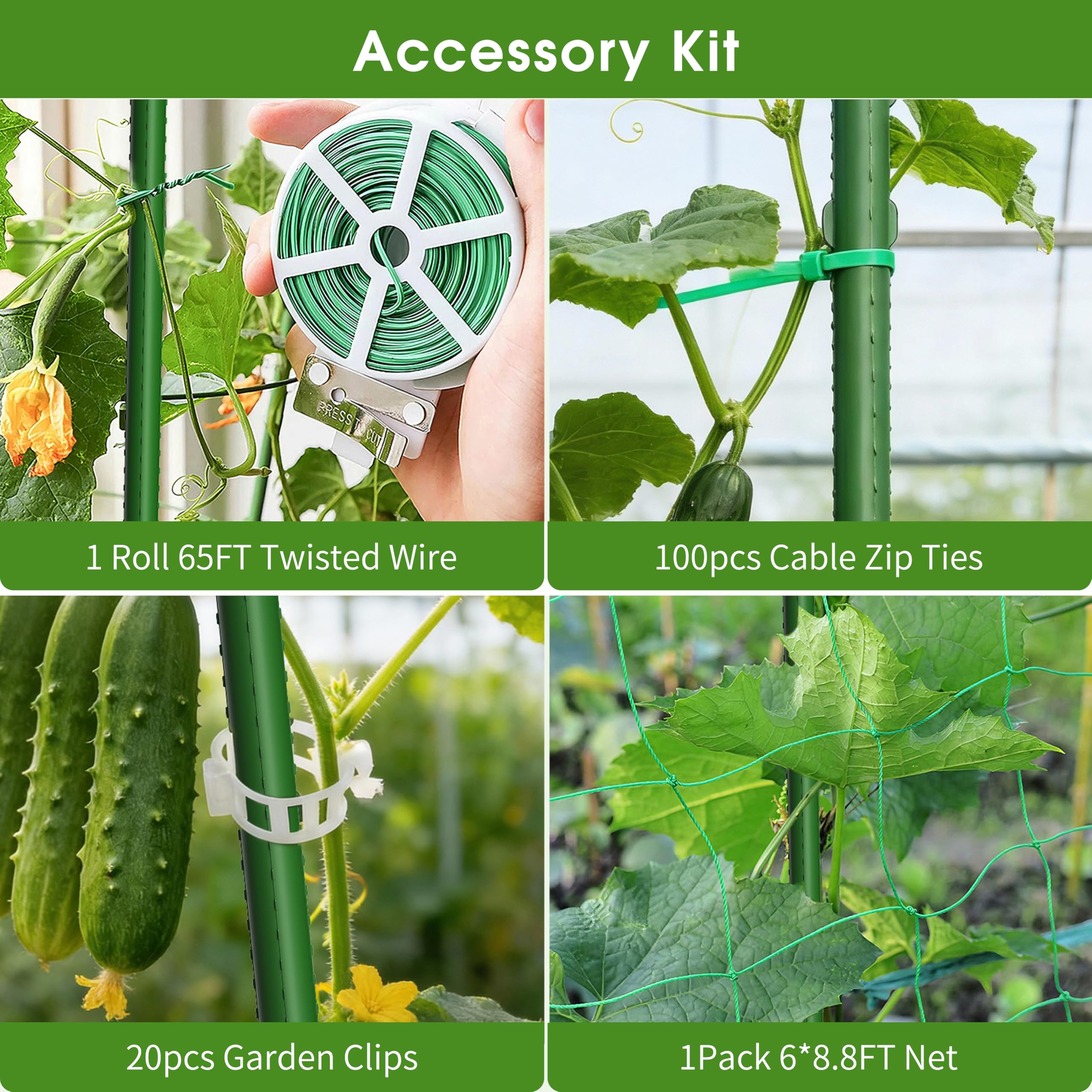 Cucumber Trellis for Raised Bed,U-Shape Garden Trellis for Climbing Plants Outdoor, Metal Arch Vegetables Trellis, Plant Support for Vine (Green, 31.5" Lx21.6 Wx47.2 H-Small)