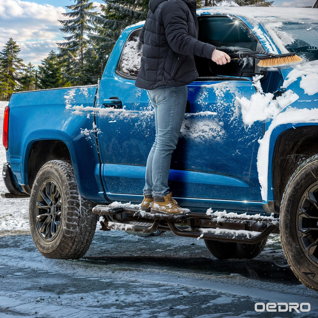 OEDRO Running Boards: Compatible with Chevy Colorado/GMC Canyon 2015-2026 Crew Cab, Side Steps Two-Stairs Bed Access Nerf Bar Rails