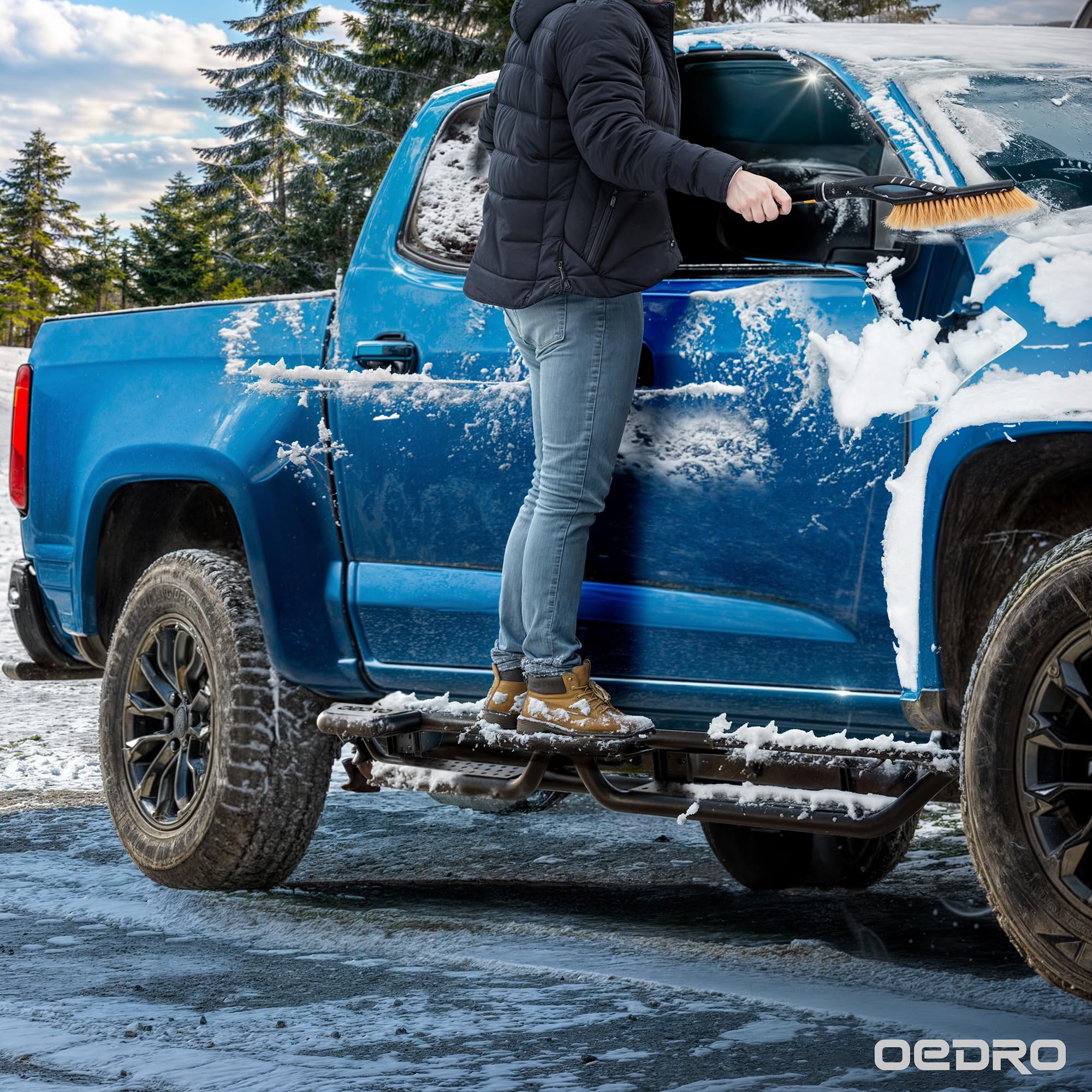 OEDRO Running Boards: Compatible with Chevy Colorado/GMC Canyon 2015-2026 Crew Cab, Side Steps Two-Stairs Bed Access Nerf Bar Rails