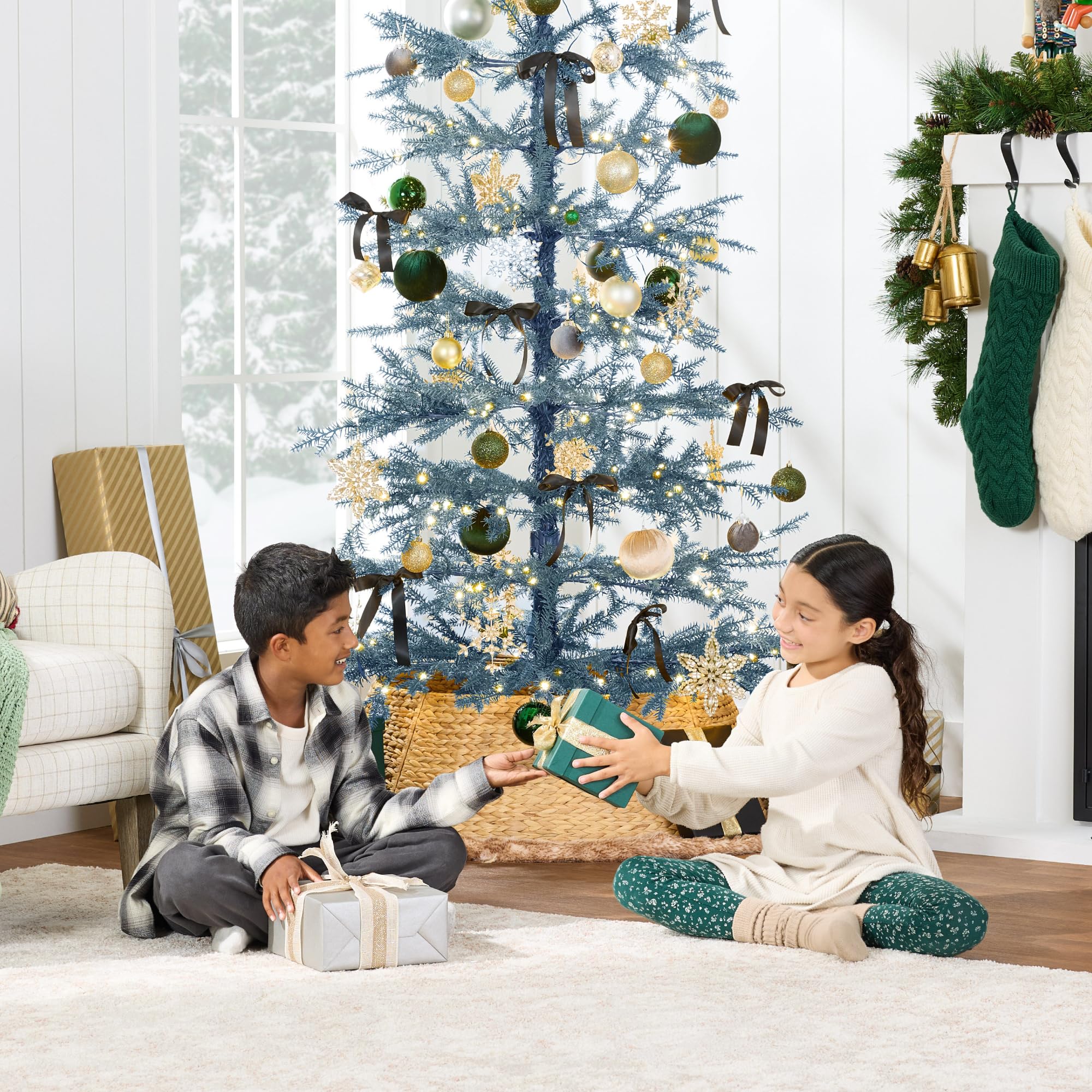 Best Choice Products Pre-Lit Sparse Christmas Tree 4.5ft Artificial Pine Holiday Décor Aspen Noble Fir w/ 2-in-1 White & Multicolor LED Lights