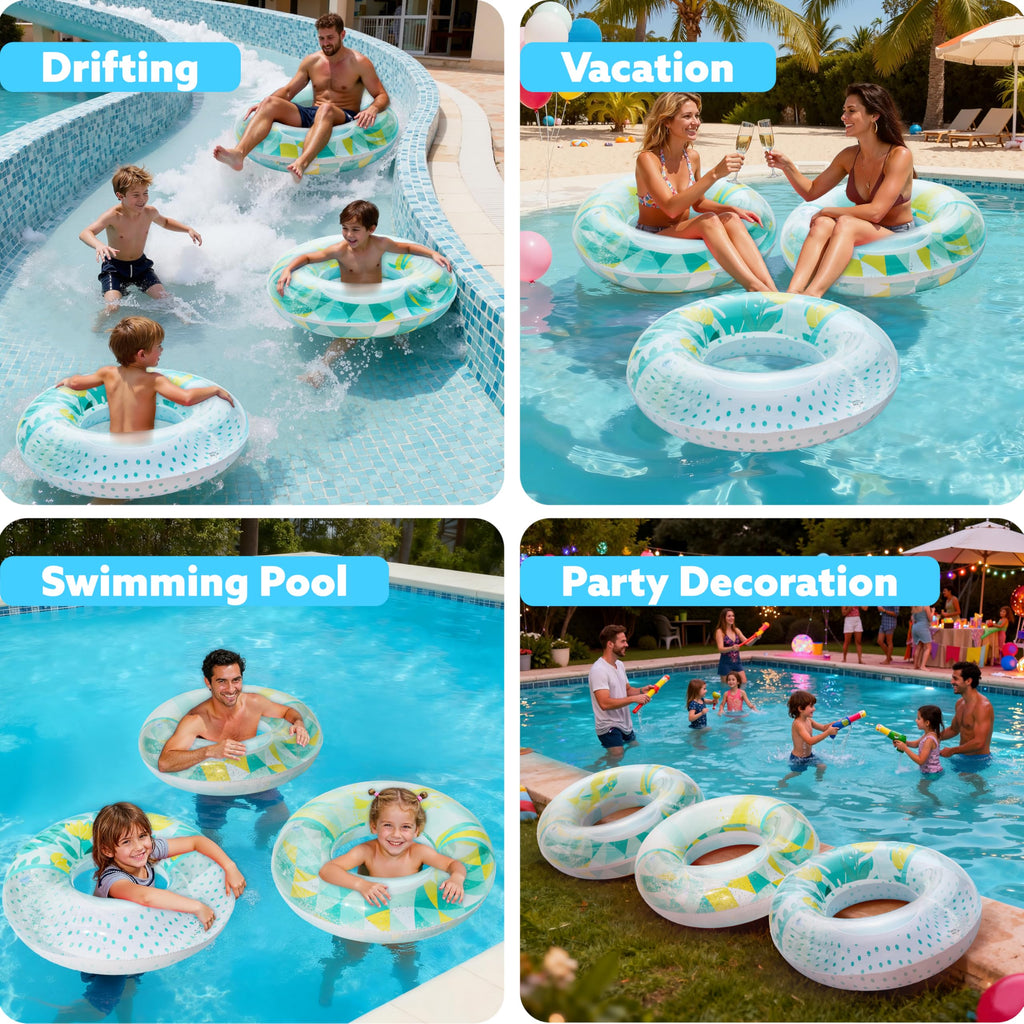 JOYIN Inflatable Swim Tube Raft (3 pack) with Summer Fruits Painting, Pool Toys for Swimming Pool Party Decorations