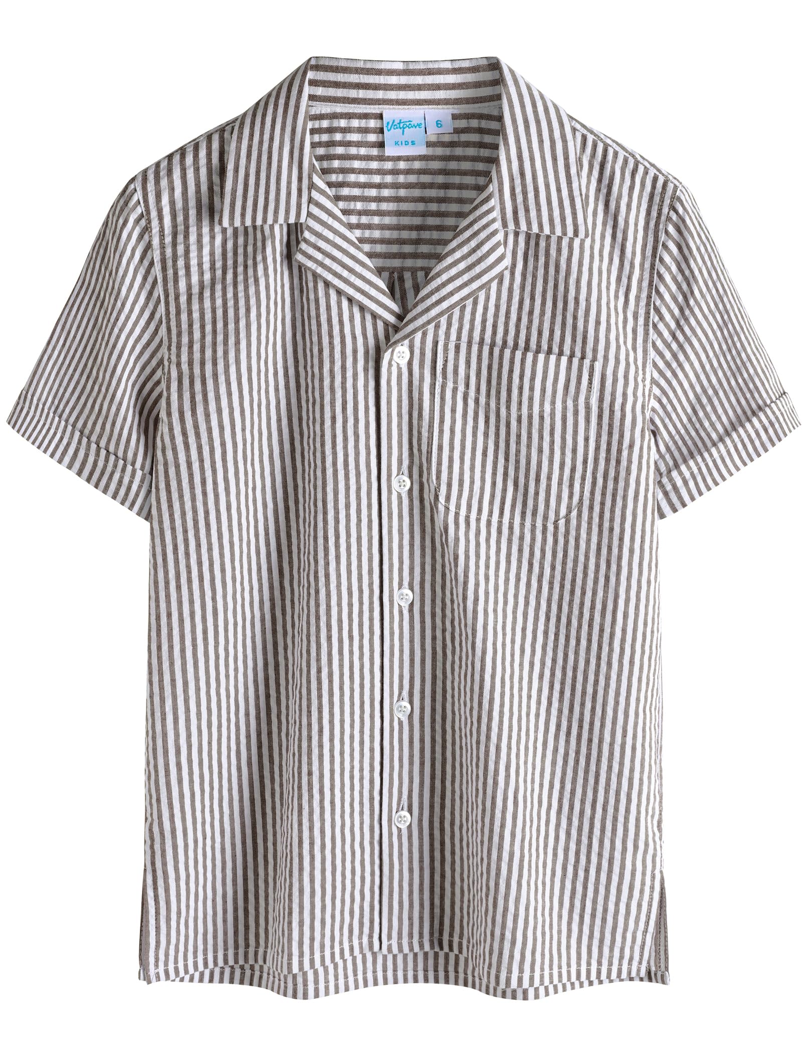 VATPAVE Boys Button Down Shirt Short Sleeve Casual Hawaiian Shirt Cuban Collar Summer Beach Shirts with Pocket