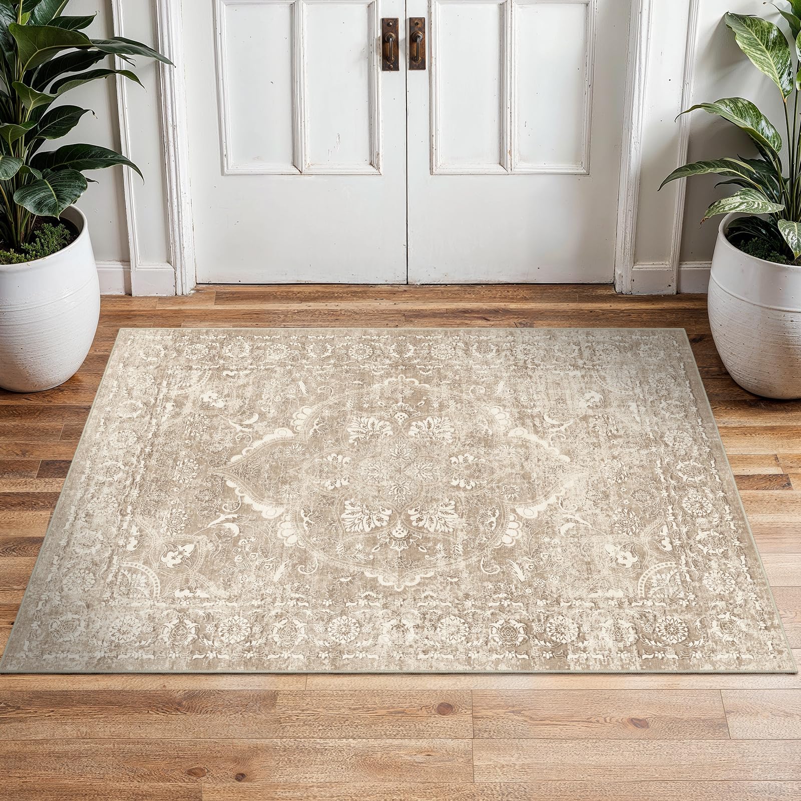 2x5 Washable Kitchen Runner Rug - Soft Low Pile Floral Animal Cat Print Rugs with Non-Slip Backing Waterproof Stain-Resistant Indoor Carpet for Hallway Entryway Bathroom Bedroom (Black)