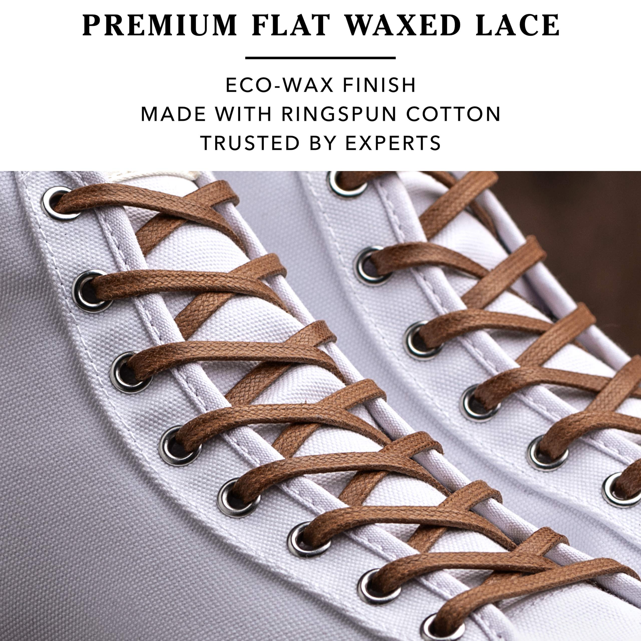 Premium Flat Waxed Cotton Boot Laces - Cobbler's Choice Shoe Laces - Durable and Beautiful!
