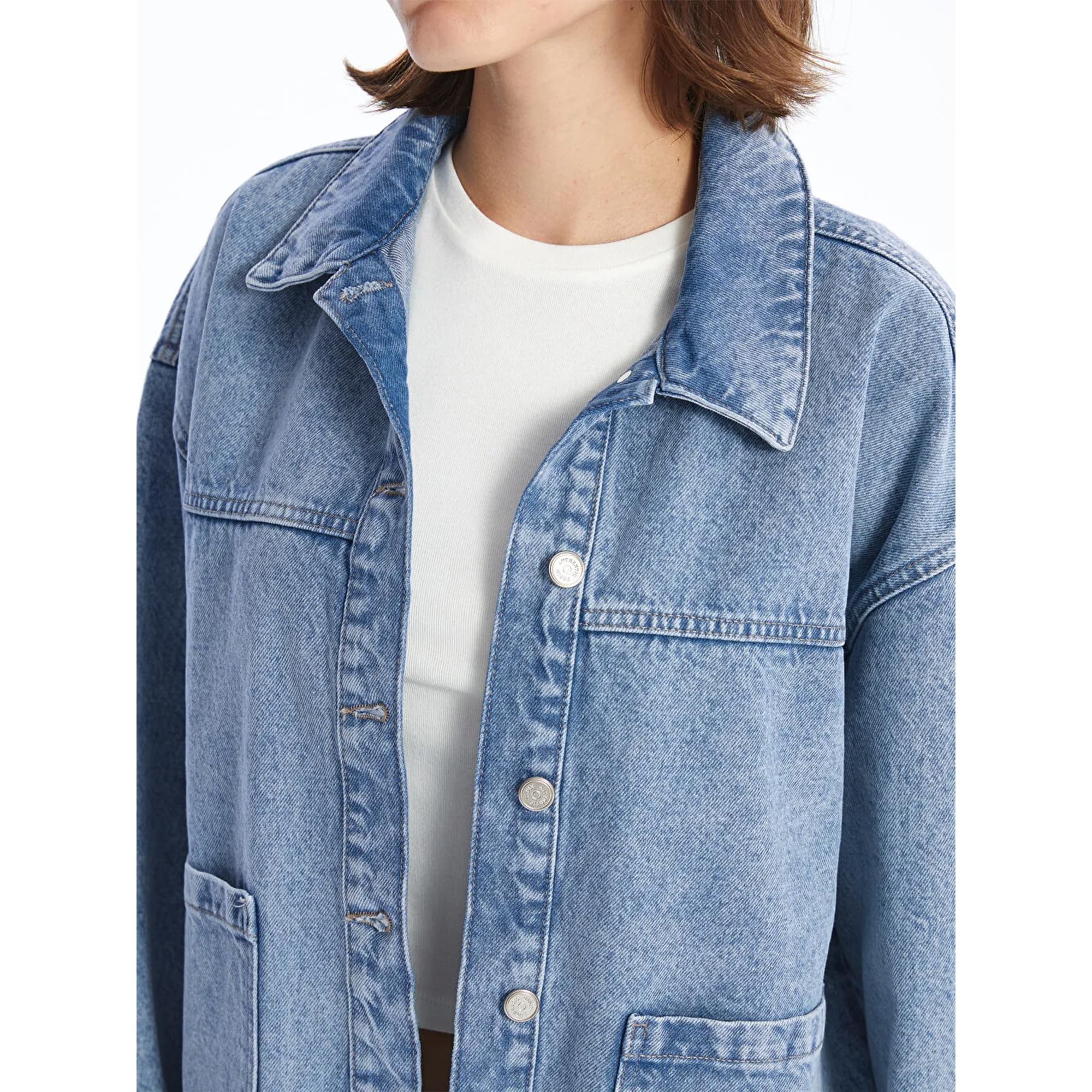 Hixiaohe Jean Jackets for Women Trendy Button Up Denim Shirt Jacket Oversized Long Sleeve Coat Fashion Clothes with Pockets