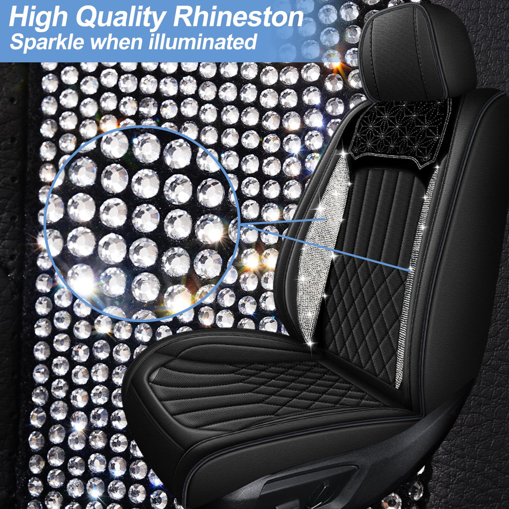 AOMSAZTO Seat Covers Fit for Ford F150 : 2009-2024 2025 2026 - F250/F350/F450 2017-2024 2025 2026 Truck Pick-up Front Car Seat Covers Faux Leather(Blackline, 2PCS Front)