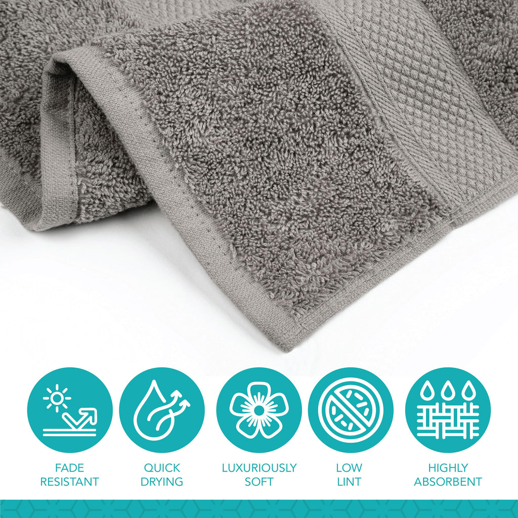 Pleasant Home Bath Towels Set of 6 (24” x 50”) 100% Cotton, 515 GSM | Lightweight, Soft & Highly Absorbent Luxury Towels for Bathroom | for Gym, Pool & Spa | 6 Pack, Gray