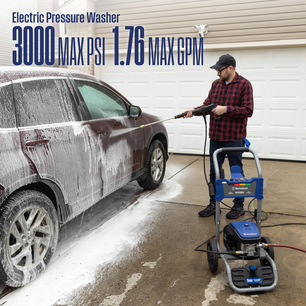 Westinghouse WPX2300e Electric Pressure Washer, 2300 Max PSI and 1.76 Max GPM, Induction Motor, Onboard Soap Tank, Spray Gun and Wand, 5 Nozzle Set, for Cars/Fences/Driveways/Homes/Patios/Furniture