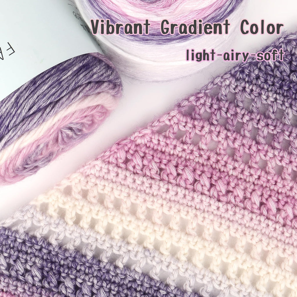 Katech Fairyland Yarn for Crocheting Knitting-Gradient Yarn Cake-4 Pack of 100g/3.52 oz-Soft DK Light Weight #3-60% Cotton 30% Acrylic 10% Wool-Perfect for Scarves, Shawls, Blankets and Garments(A)