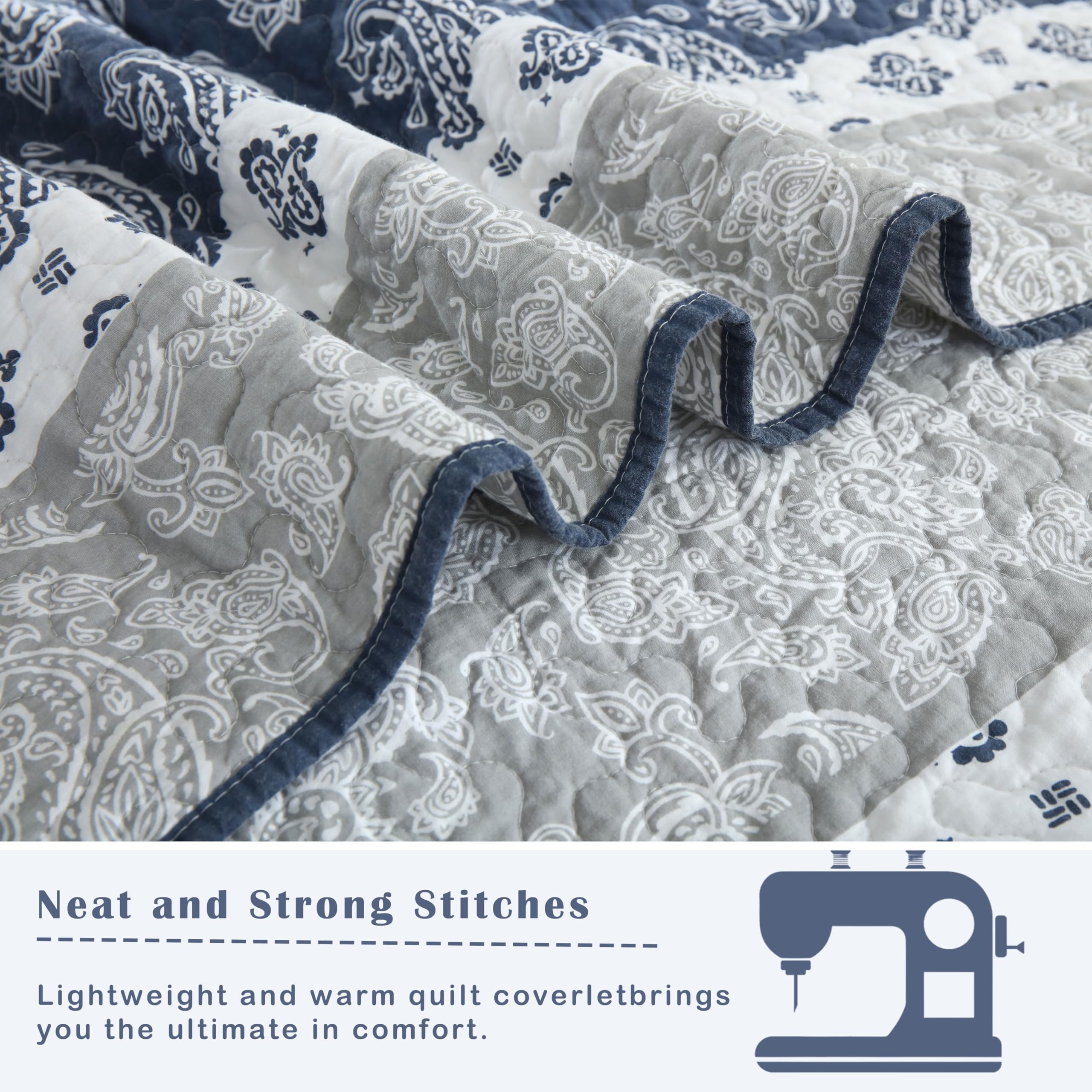 Yellow Quilts Queen Size, Paisley Comforter Set Queen Cotton Bed, Yellow Grey White Comforter, Striped Bedding Queen Size, Lightweight Luxury Bedspread,3 Piece