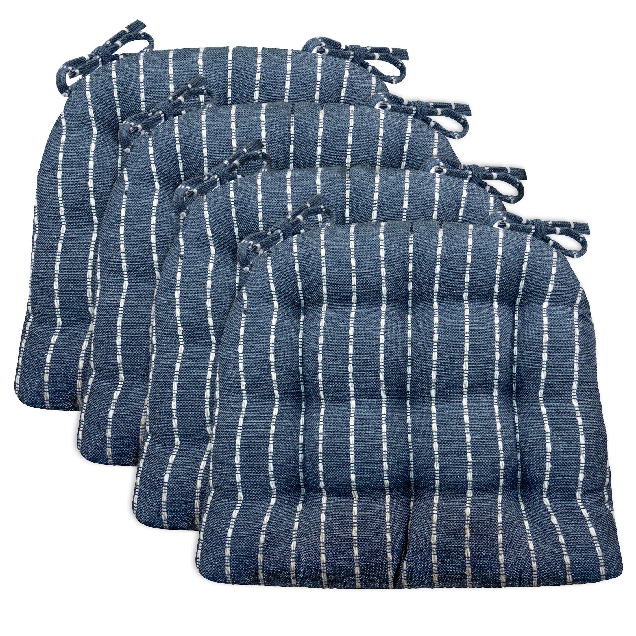 Barnett Home Decor Avante Charcoal Dining Chair Cushions - 15 x 17 Size Small Chair Pad - Latex Foam Fill - Reversible - Made in USA (Dark Gray-Black Stripe/Small)