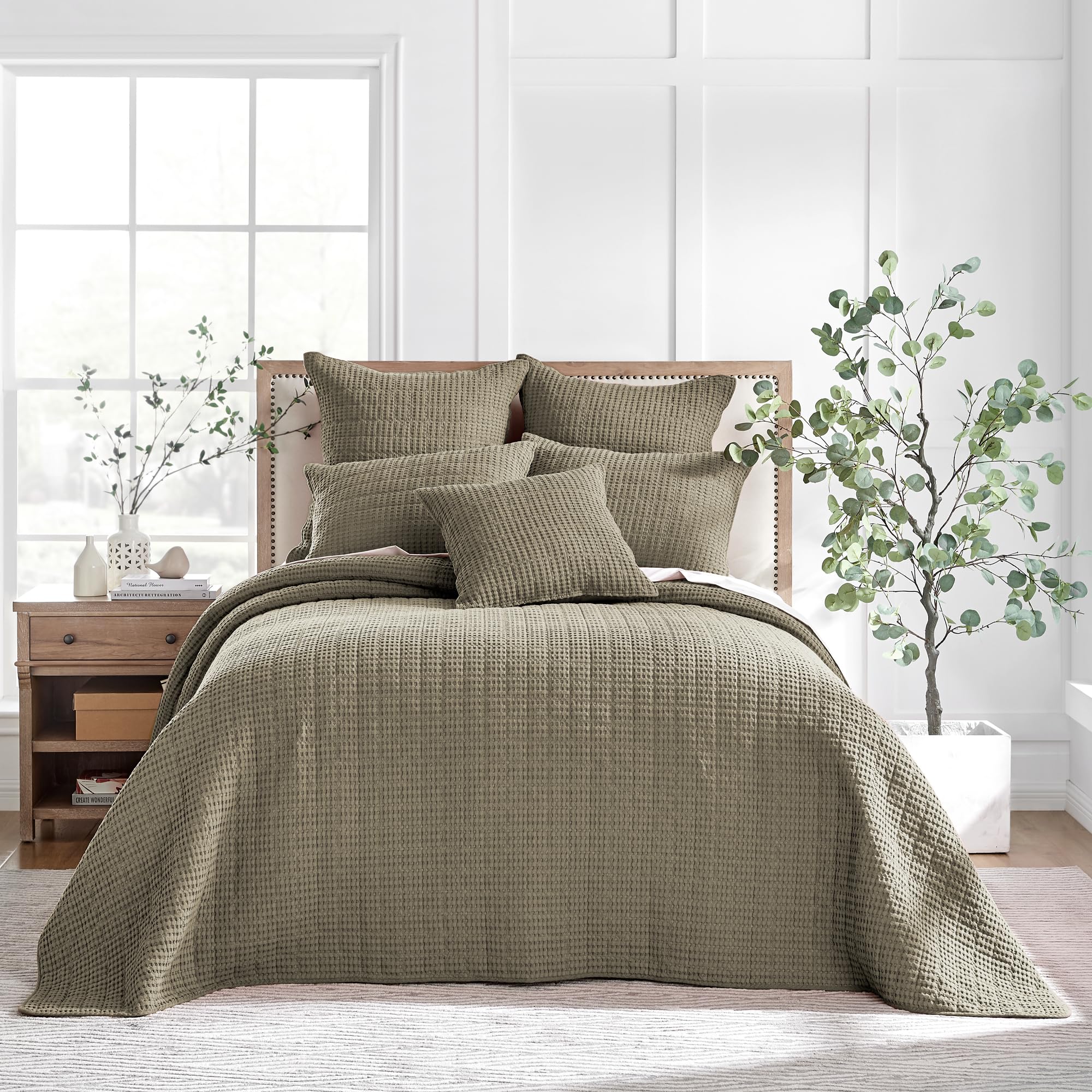 Levtex Home Mills Waffle Twin Bedspread Set (84x104in) with 1 Pillow Sham (26x20in) - Adobe - 100% Cotton Twin Size Bedspread Set - Lightweight, Soft, Pre-Washed