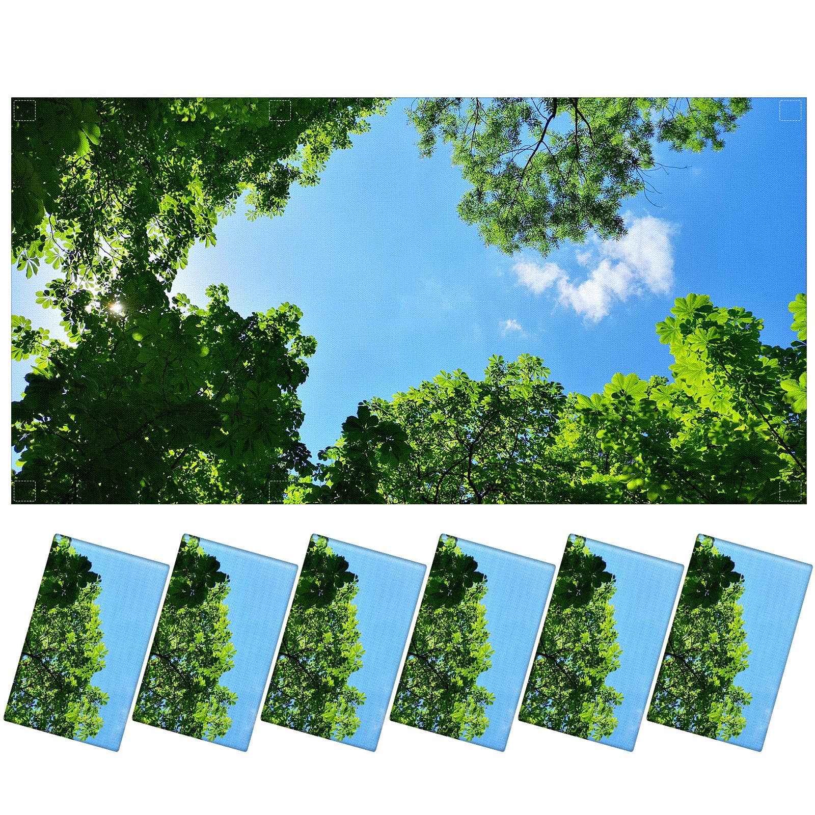 6 Pcs Fluorescent Light Covers for Ceiling Lights with 48 Magnets Decorative Magnetic Light Filters for Classroom Office Kitchen Decoration(Blue Sky)