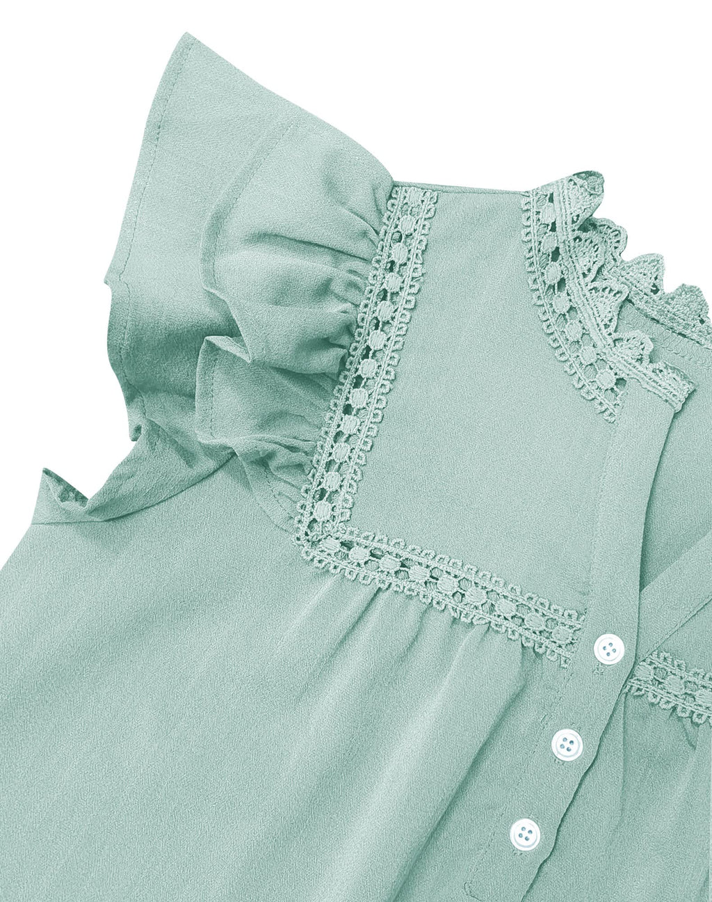 Women's V Neck Lace Crochet Shirts Button Down Short Sleeve Casual Blouse Tops