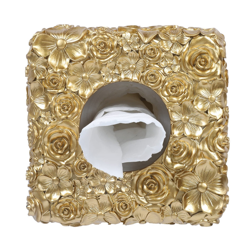Hymmah Square Tissue Box Cover Holder with Tray,Unique Cube Design Tissue Dispenser Cover Decor for Vanity Counter Tops Also Great for Bedroom and Living Room