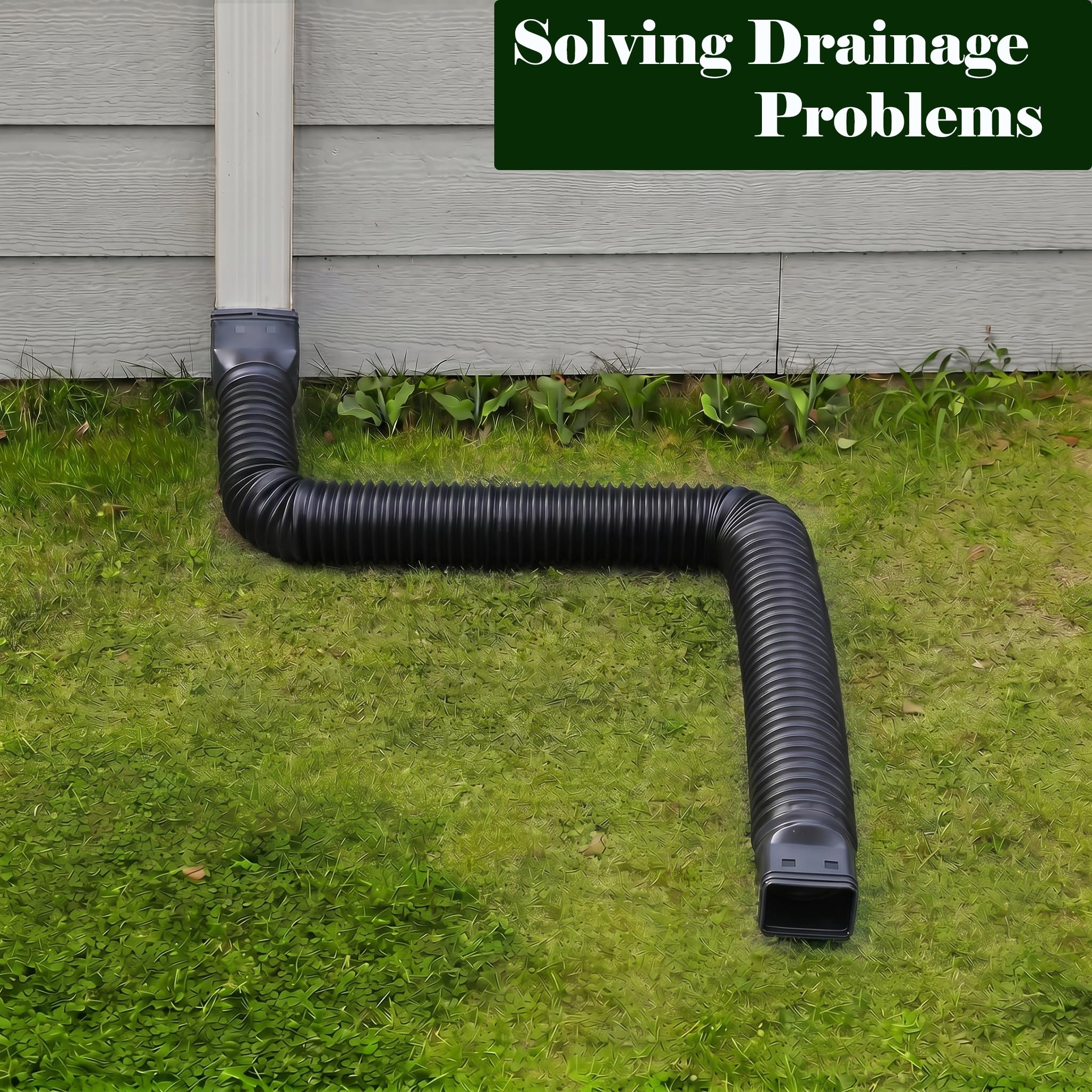 Ogutter Rain Gutter Downspout Extensions, Downspout Extender for Rainwater Drainage Flexible, Down Spout Drain Extension Pipe and Extendable from 21 to 66 Inches (Black)