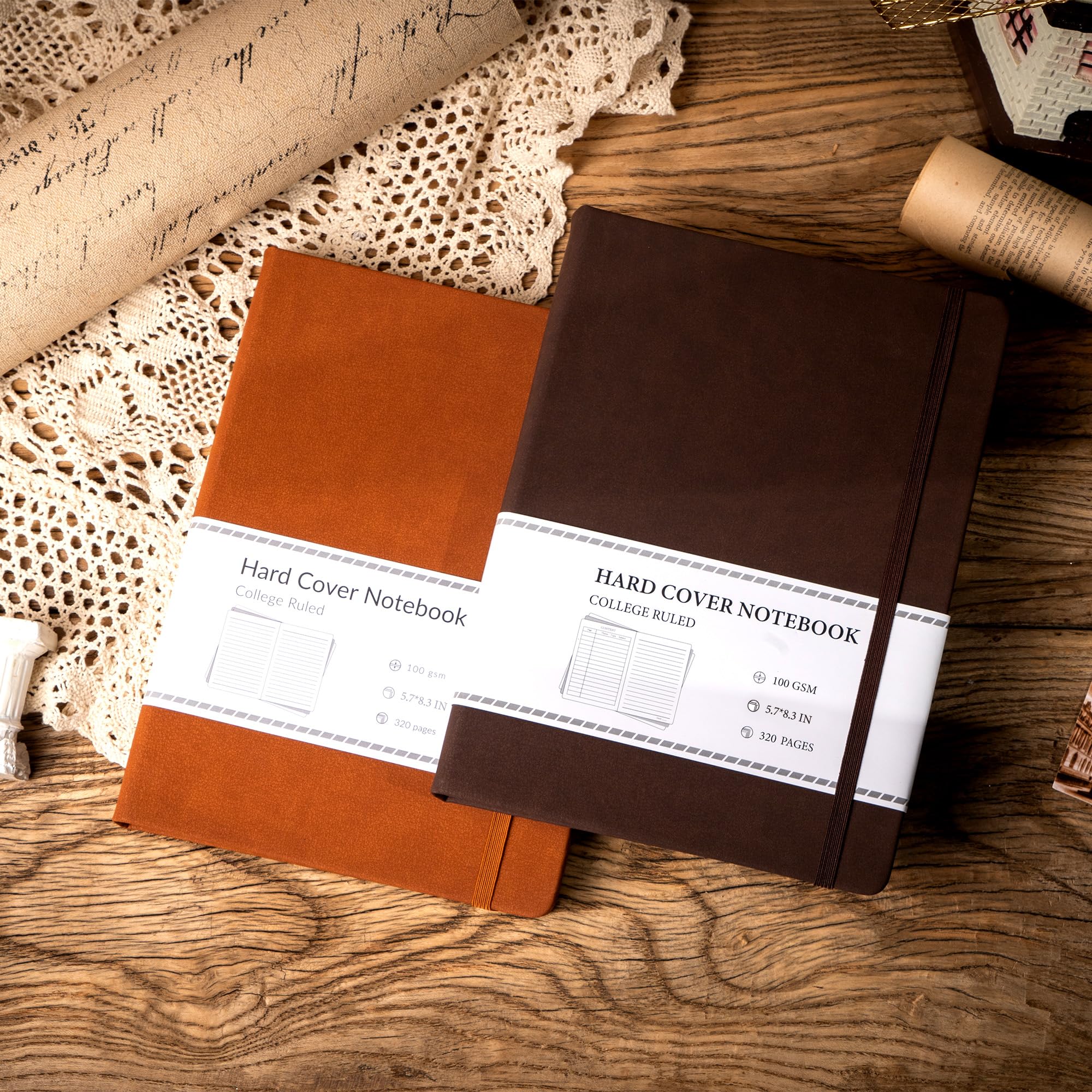 CAGIE Bullet Dotted Journal Notebook 320 Pages 100 GSM Paper Hardcover A5 Dot Grid Notebook Leather Journals for Writing Women Men Work Journaling, Black