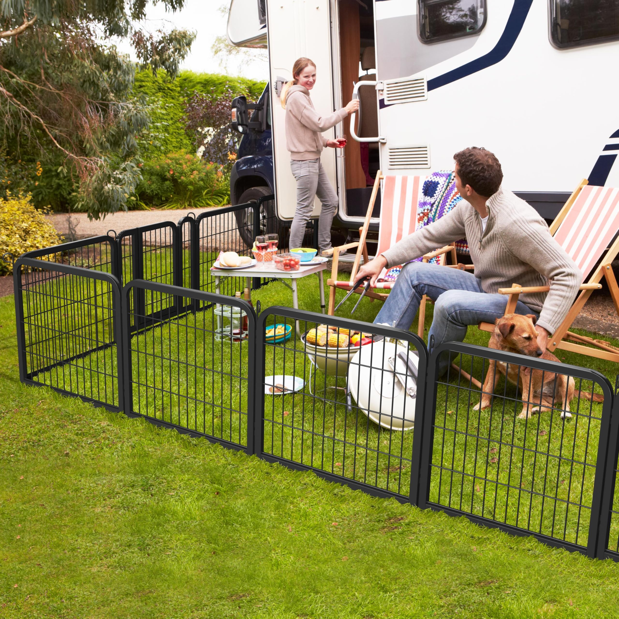 Yaheetech Dog Playpen, 24 inch 2 Panels Dog Pen for Indoor Heavy Duty Puppy Exercise Pen Metal Pet Fence for RV Camping/Yard/Garden