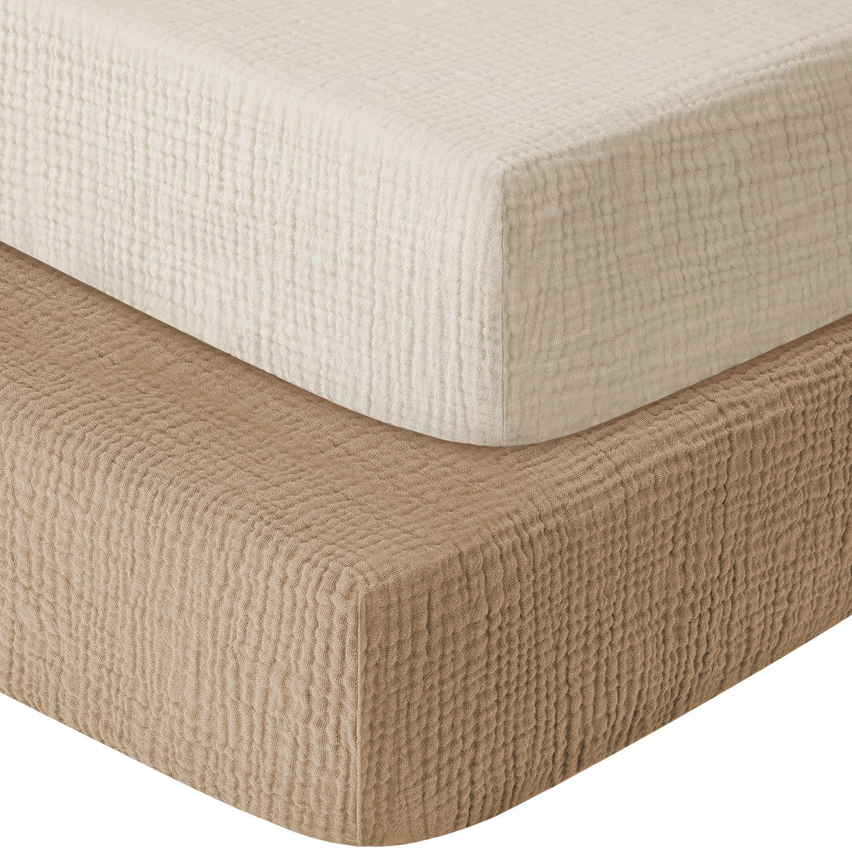 GUNTAIL Baby Crib Sheets for Boys Girls, 2 Pack Fitted Crib Sheet for Standard Crib and Toddler Mattress, Soft Microfiber Baby Sheet 52x28x8in (Brown & Green)