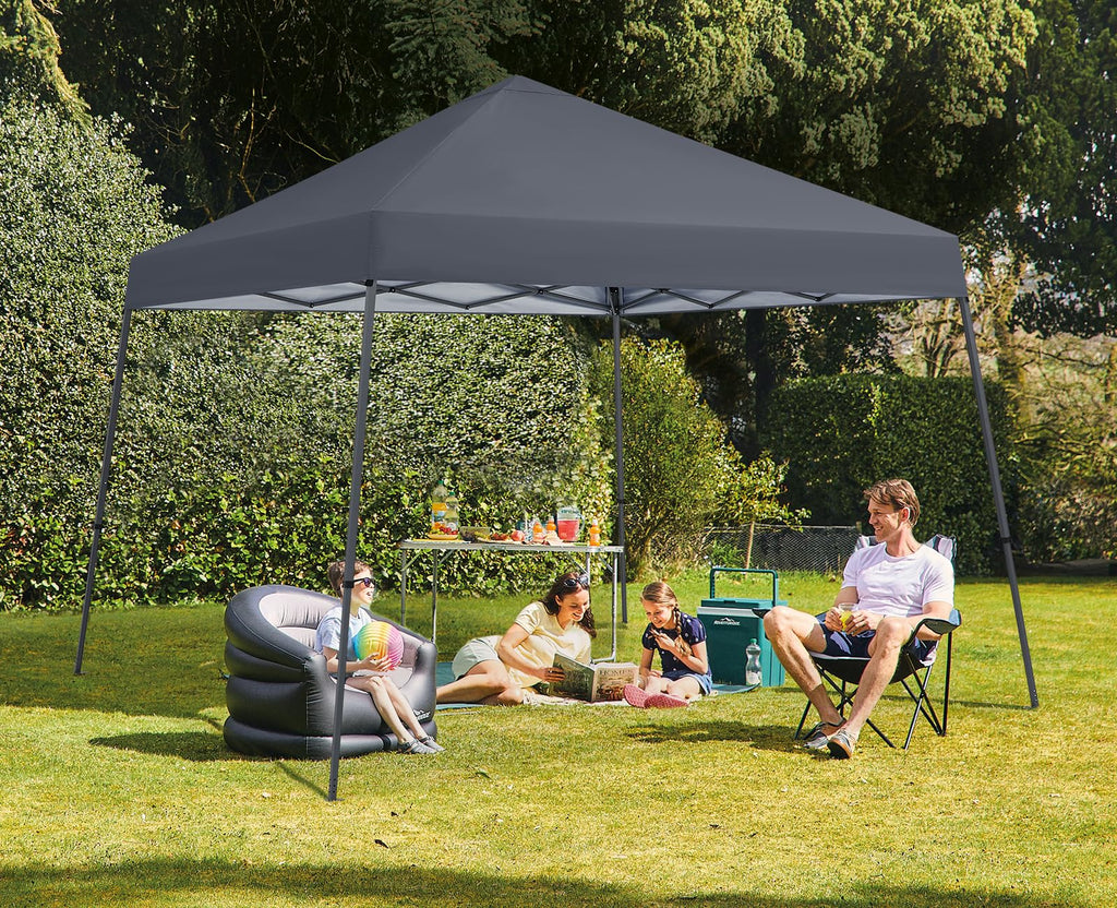 MASTERCANOPY Portable Pop Up Canopy Tent with Large Base (10x10,Dark Gray)