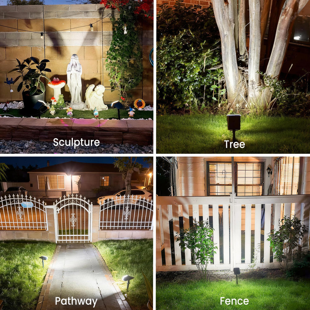 JEJOT Solar Lights Outdoor Waterproof IP65,Auto On/Off, 2700K 2 Lighting Modes, Super Bright LED, Solar Powered Yard Garden Solar Spot Lights for Outside Landscape -6 Pack
