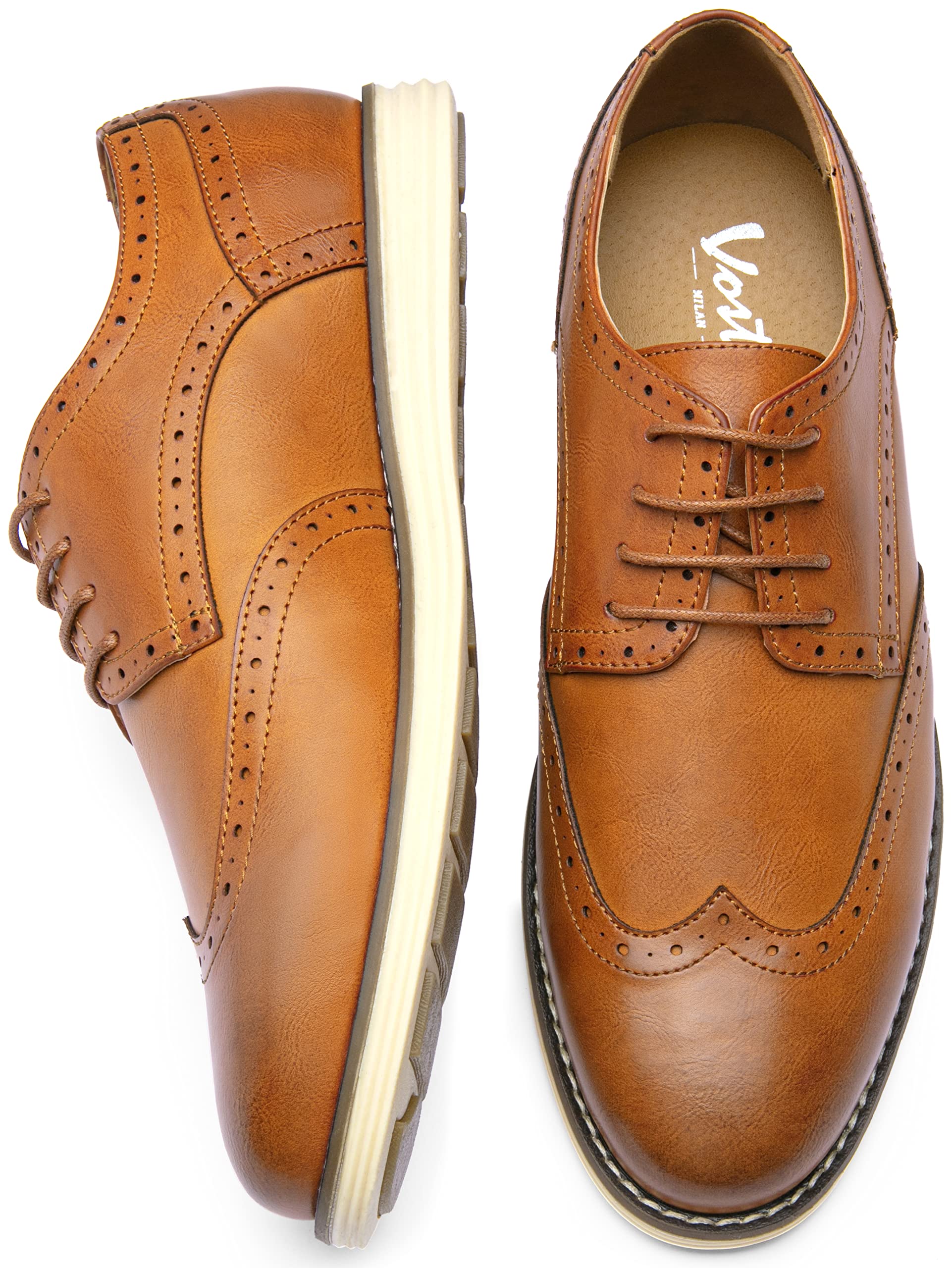 Vostey Mens Casual Dress Shoes Wingtip Plain Business Dress Shoes for Men