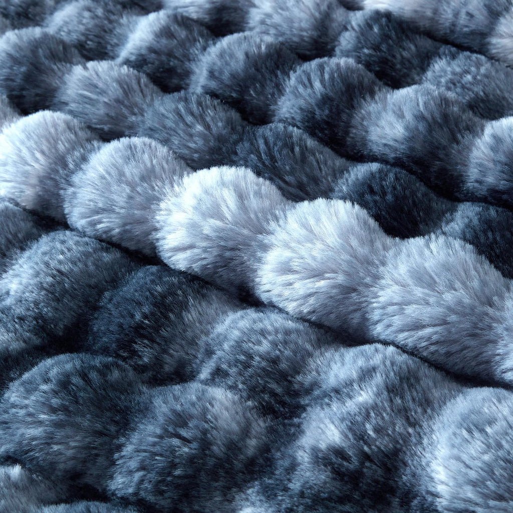 50x60 Inches Ultra-Soft Fuzzy Faux Fur Plush Throw Blanket - Thick, Warm Sherpa for Couch, Sofa, Bedroom, Camping - Decorative Blanket for Cozy Warmth, Bubble Grey