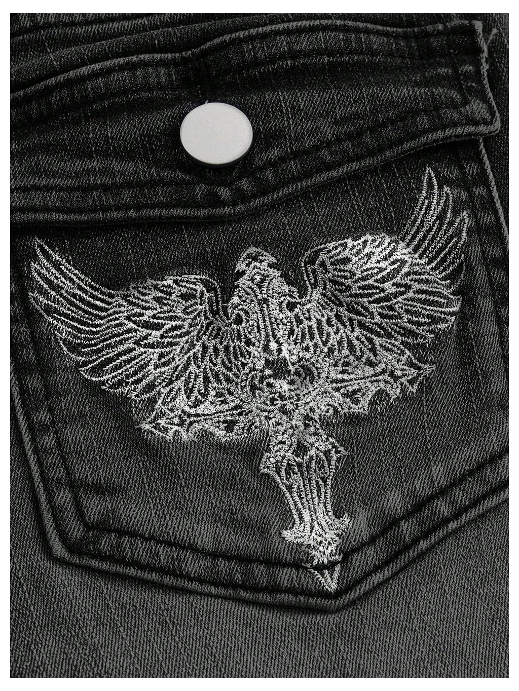 MakeMeChic Women's Bell Bottom Jeans Stretchy Flared Jeans Embroidered Y2K High Waist Denim Pants