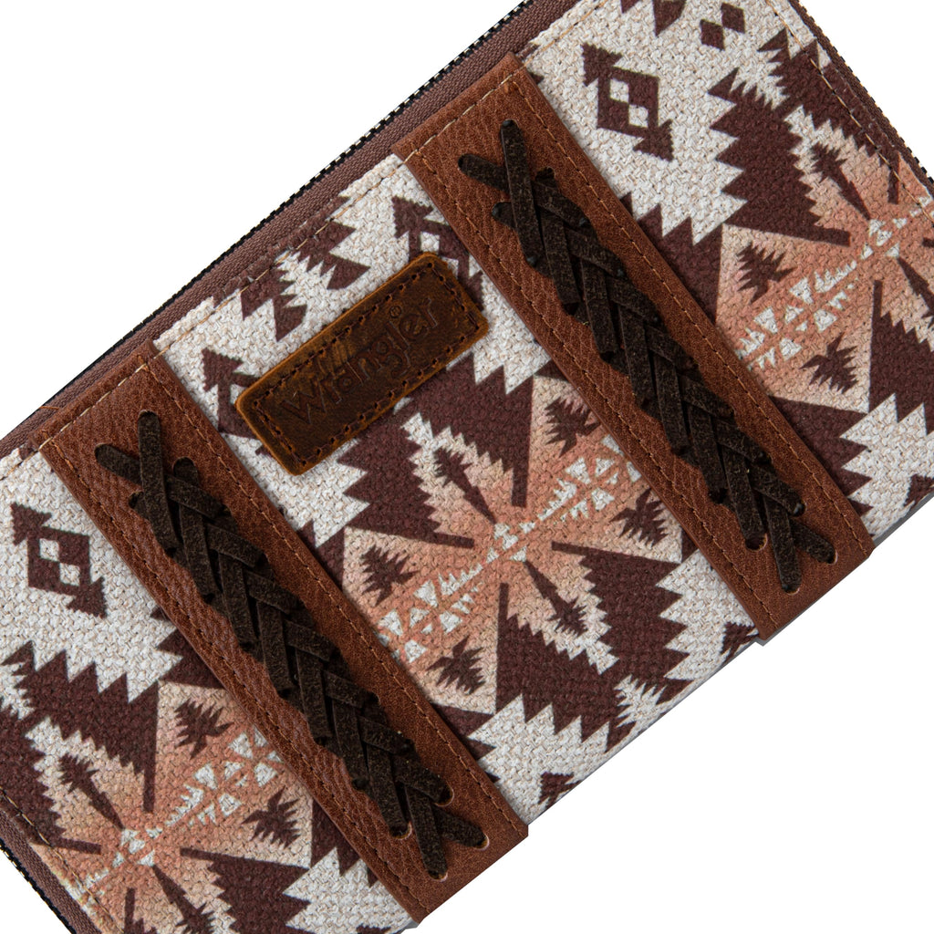 Wrangler Wallet Purse for Women Western Aztec Clutch Wristlet Wallet with Credit Card Holder