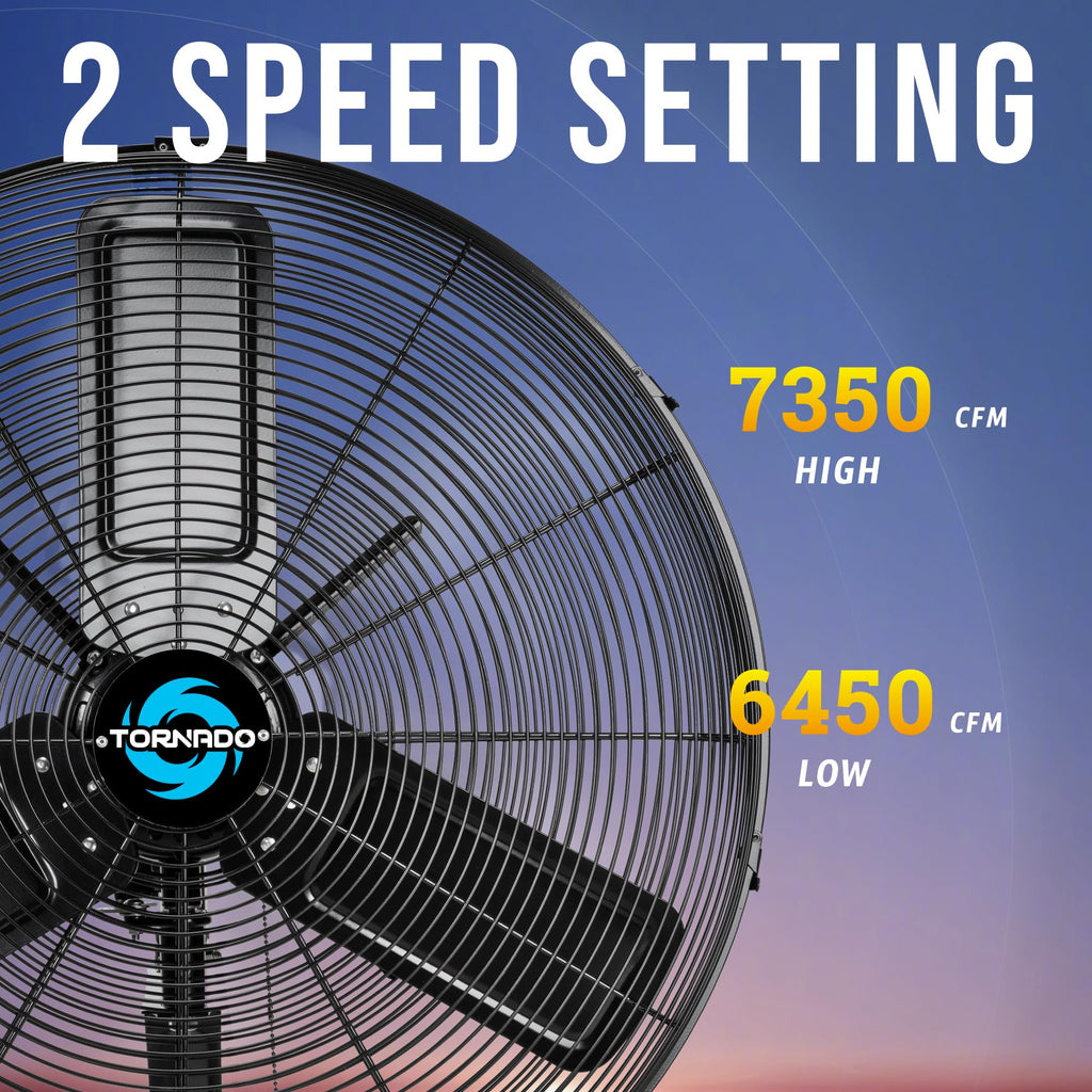 Tornado 16 Inch Professional High-Velocity Oscillating Wall-Mounted Fan – Ideal for Industrial, Commercial, and Residential Spaces – 3-Speed Settings, 2850 CFM, UL Safety Certified