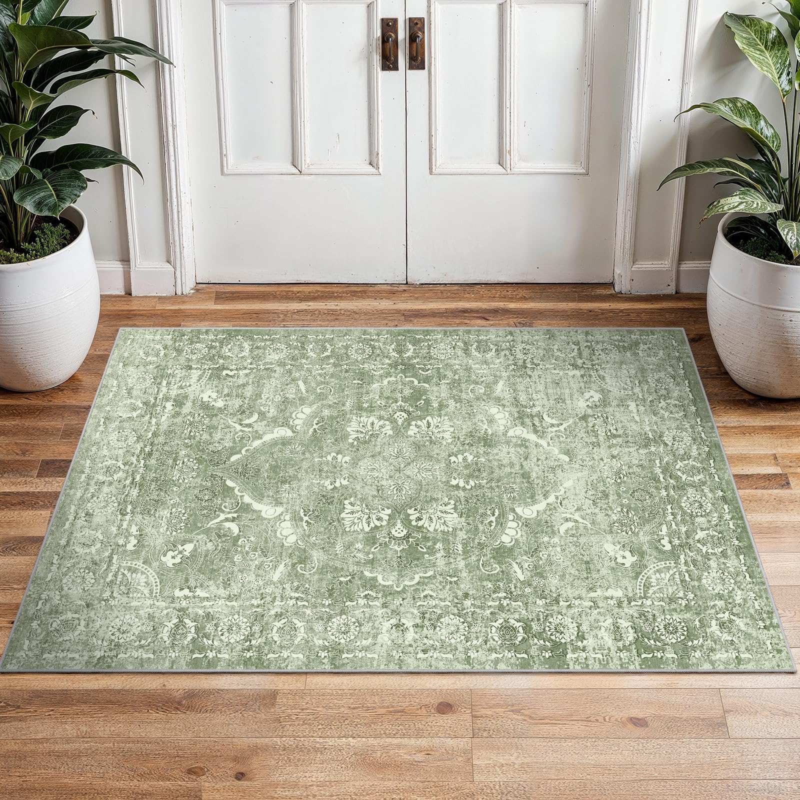 2x5 Washable Kitchen Runner Rug - Soft Low Pile Floral Animal Cat Print Rugs with Non-Slip Backing Waterproof Stain-Resistant Indoor Carpet for Hallway Entryway Bathroom Bedroom (Black)