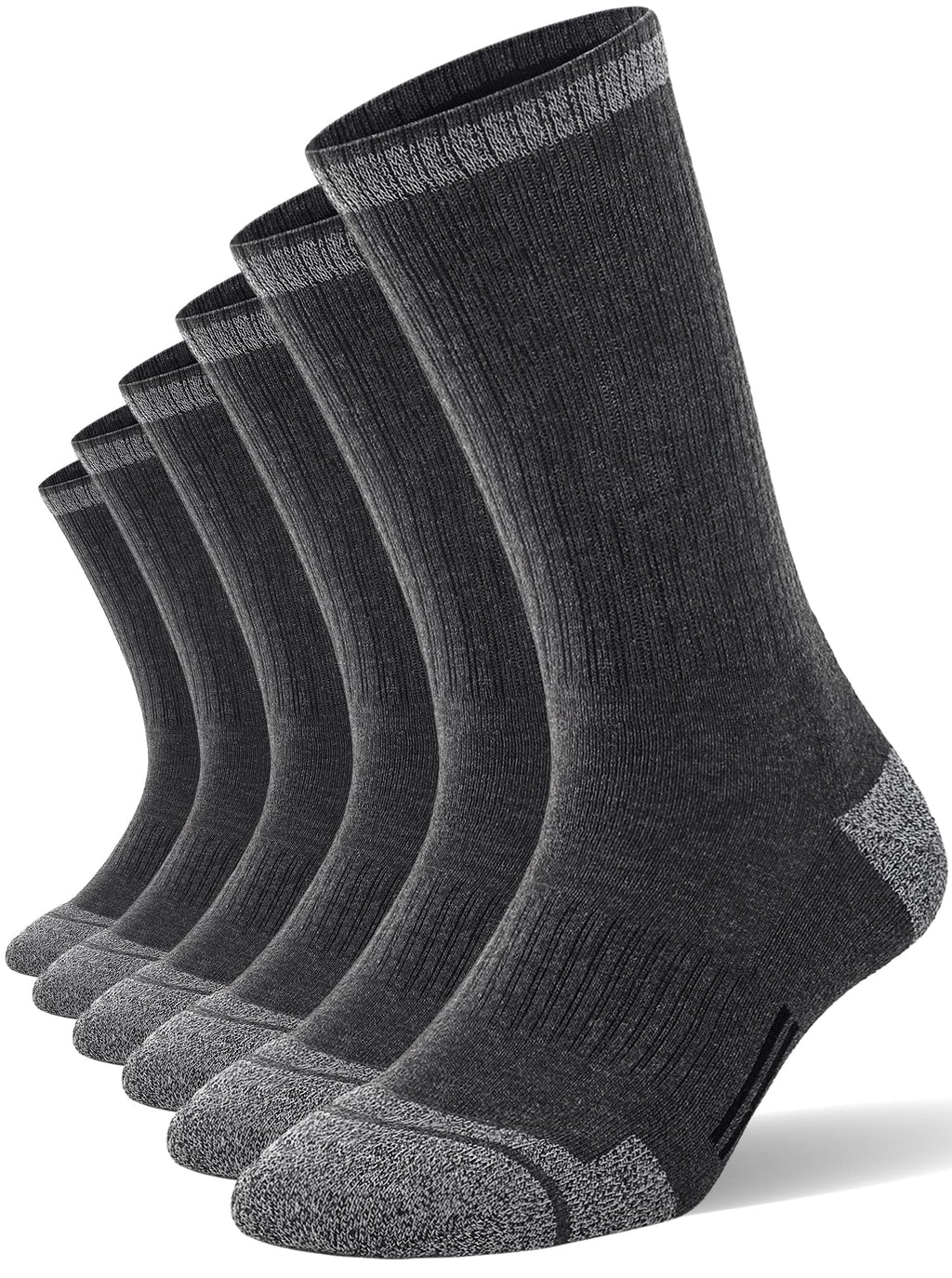 FITRELL 6 Pack Men's Athletic Moisture Wicking Crew Socks Cushioned Sport Running Work Boot Socks Size 9-12/12-15