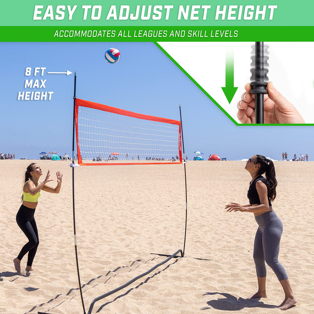 GoSports Freestanding Volleyball Training Net - 12 ft or 20 ft - Indoor our Outdoor Use, Instant Setup, and Height Adjustable