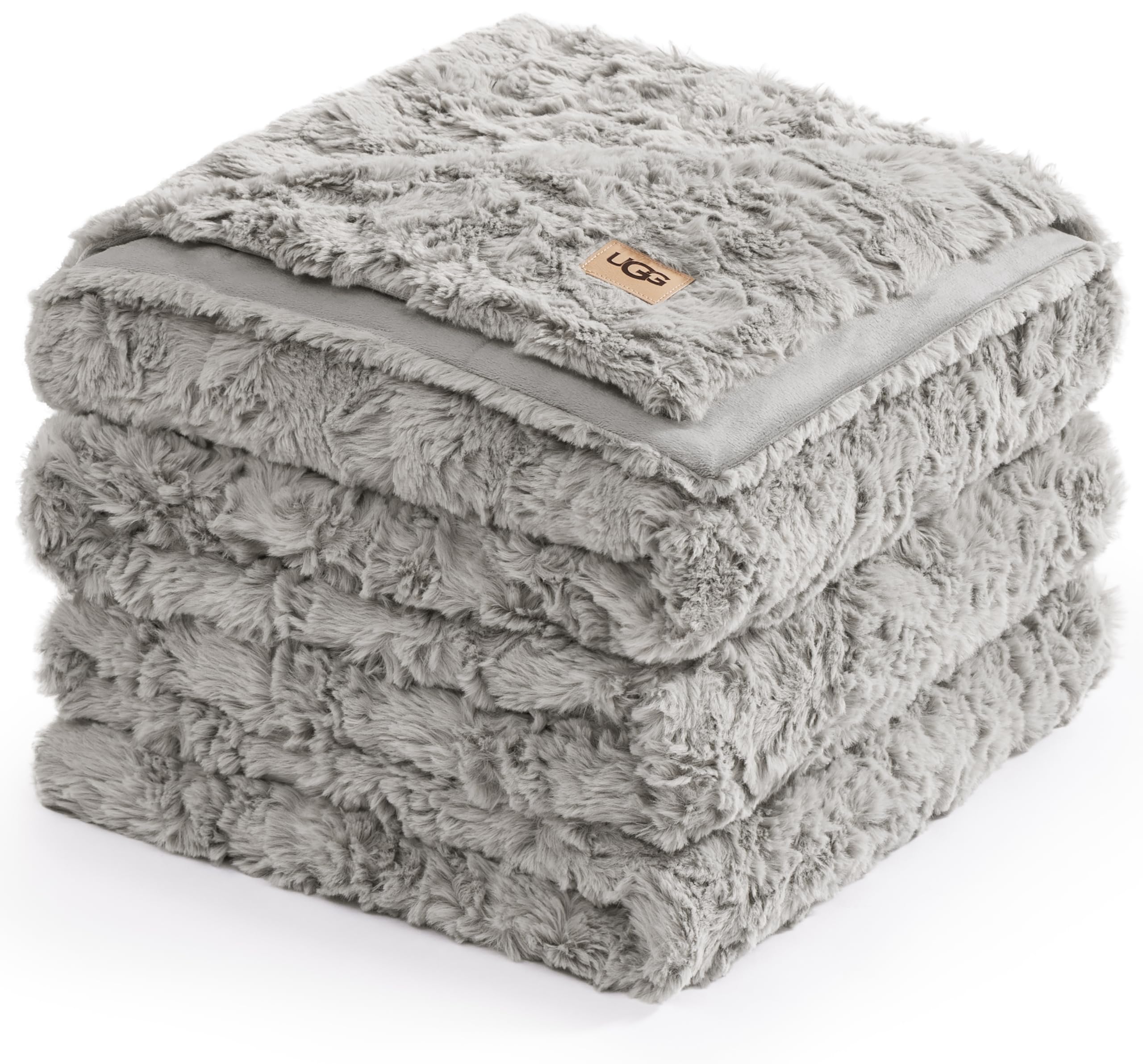 UGG Adalee Faux Fur Twin Size Blanket, Warm Cozy Blanket, Extra Large Throw for Sofa, Washable Bedding for Twin XL Size Bed, Cute Room Decor, 66" x 90", Oyster Brown