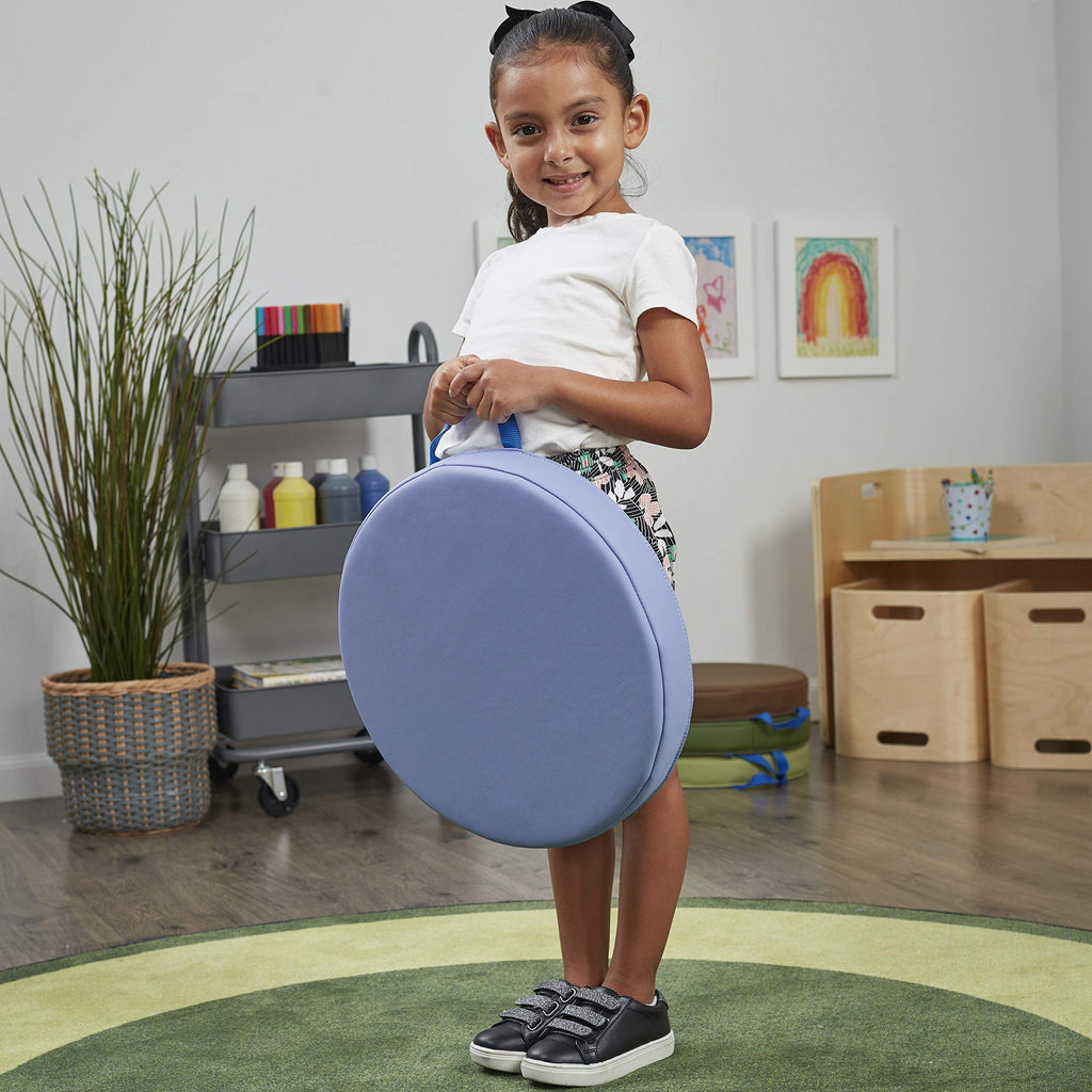 Factory Direct Partners SoftScape 15 inch Square Classroom Floor Cushions with Handles; Flexible Seating for Daycare, Preschool, Playroom; 2 inch Thick Deluxe Foam (6-Piece) - Assorted, 12228-AS