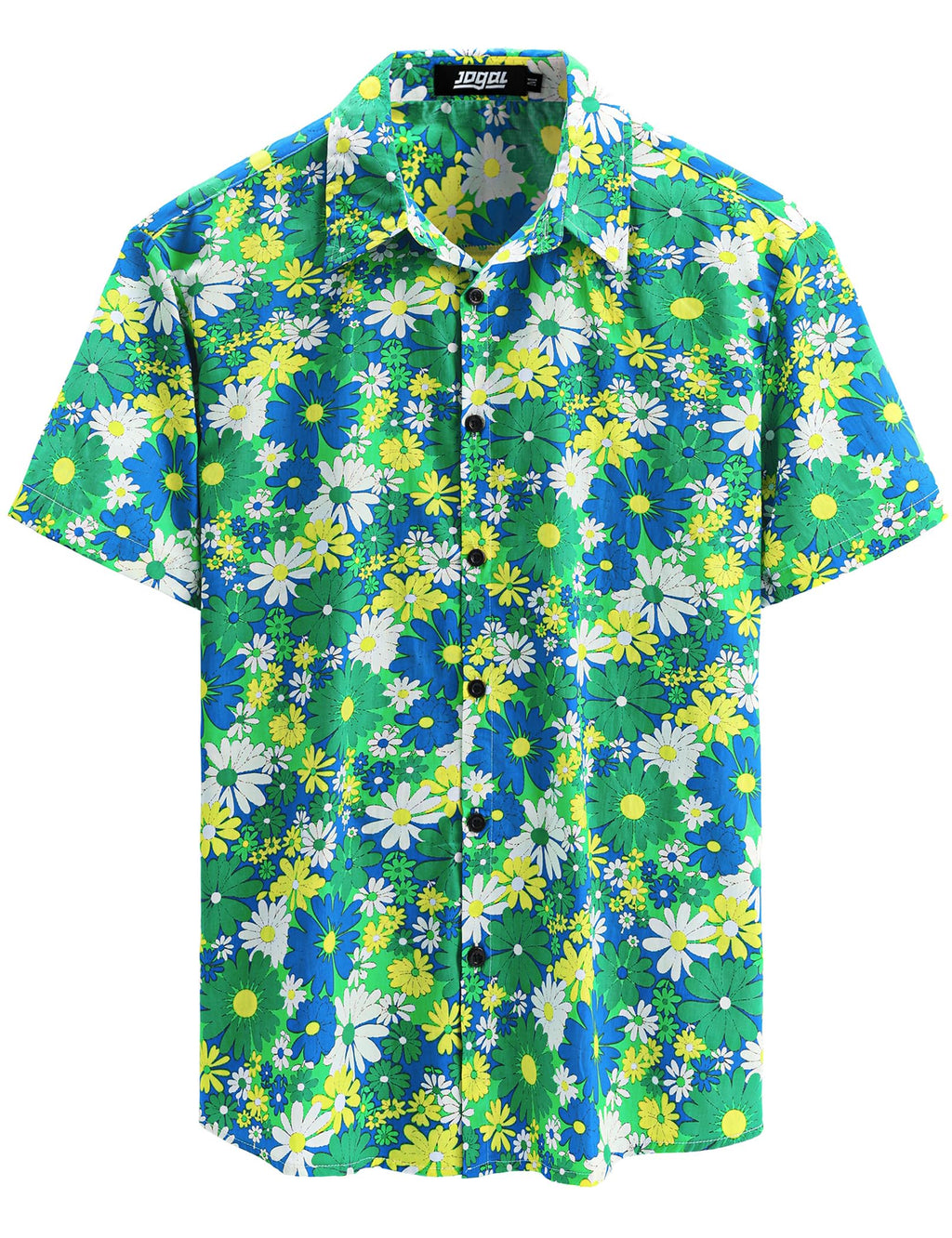 JOGAL Men's Flower Casual Short Sleeve Aloha Hawaiian Shirt