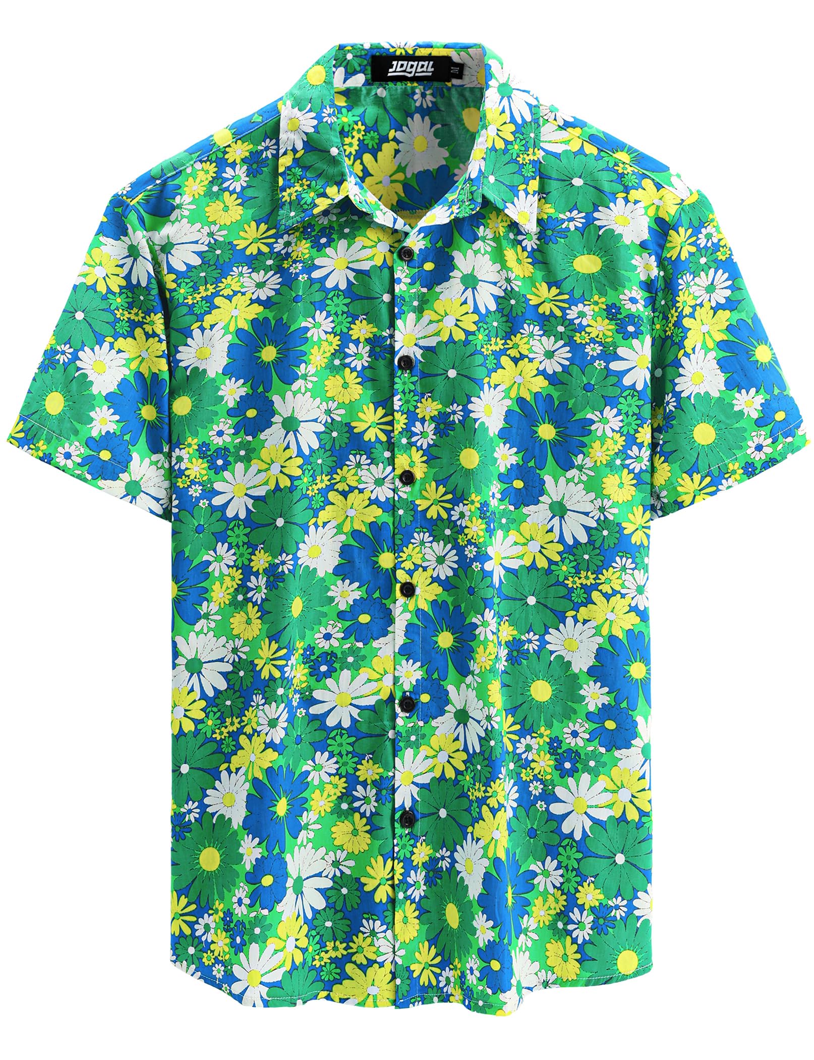 JOGAL Men's Flower Casual Short Sleeve Aloha Hawaiian Shirt