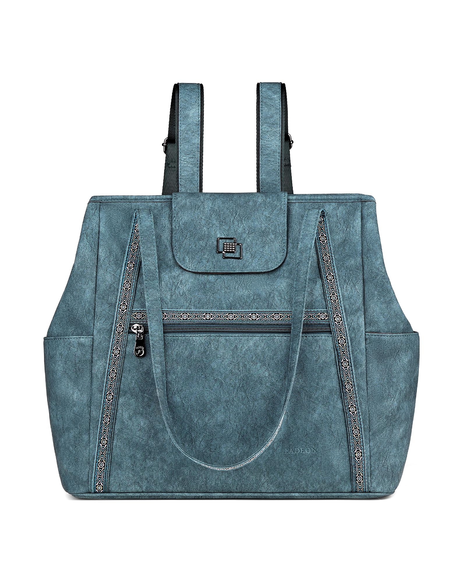 FADEON Large Laptop Tote Bag for Women Designer Leather Laptop Bag Fashion Travel Backpack Purse Shoulder Handbag
