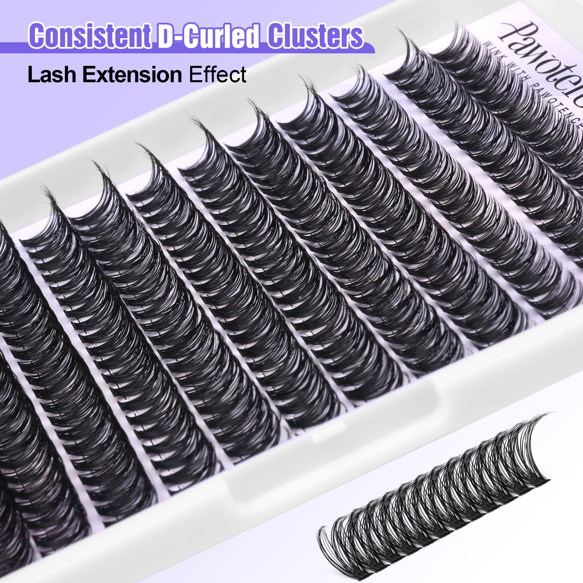 Pawotence Lash Extension Kit DIY 280pcs Individual Lash Clusters Kit 20D&30D Natural 9-15mm Cluster Eyelash Extensions Kit with Lash Bond and Seal, Tweezers for Self Use (20D&30D, 0.07D, 9-15mm, Kit)
