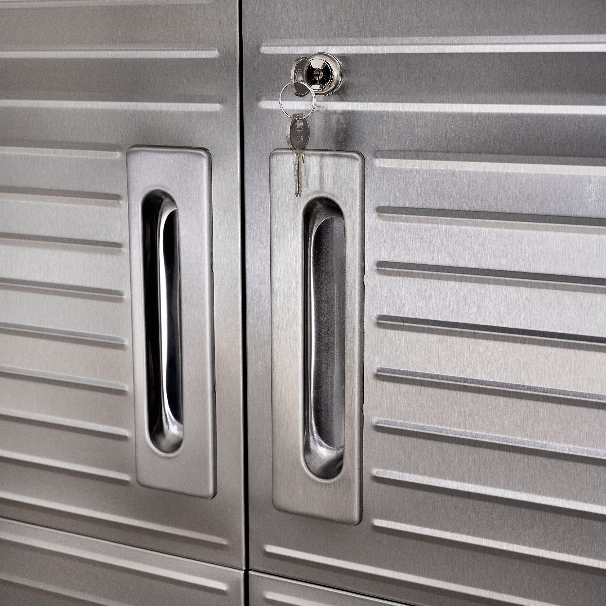 Seville Classics UltraHD Solid Steel Lockable Metal Storage Cabinet Locker Organizer, w/Adjustable Shelves for Garage, Warehouse, Office, Classroom, Granite, 30" W x 18" D x 72" H