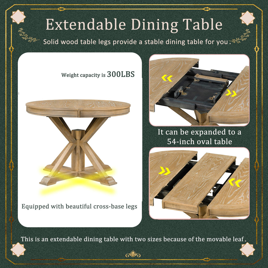 LUMISOL 5-Piece Dining Table Set for 4, Farmhouse Round Kitchen Table Set with Special Shaped Legs and 4 Upholstered Chairs for Kitchen, Dining Room, Small Space, Antique Blue
