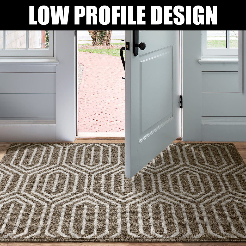 Indoor Doormat 24"x 36", Absorbent Front Back Door Mat Floor Mats, Rubber Backing Non Slip Door Mats Inside Mud Dirt Trapper Entrance Door Rug Carpet, Machine Washable Low Profile-Brown Time Cloister