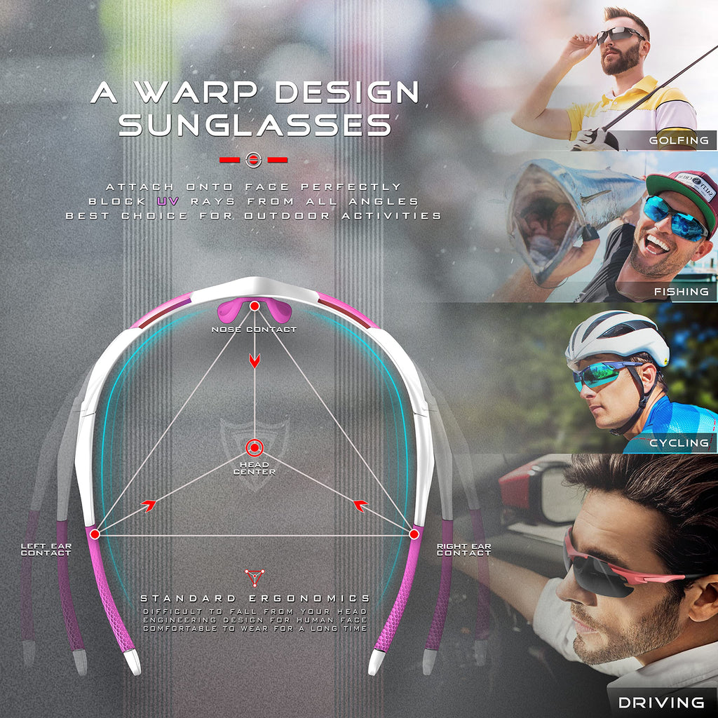ATTCL 22g Polarized Sunglasses Men Sports: Secure Fit Wrap Around TR90 Frame Ultra-Light UV Protection for Running Fishing