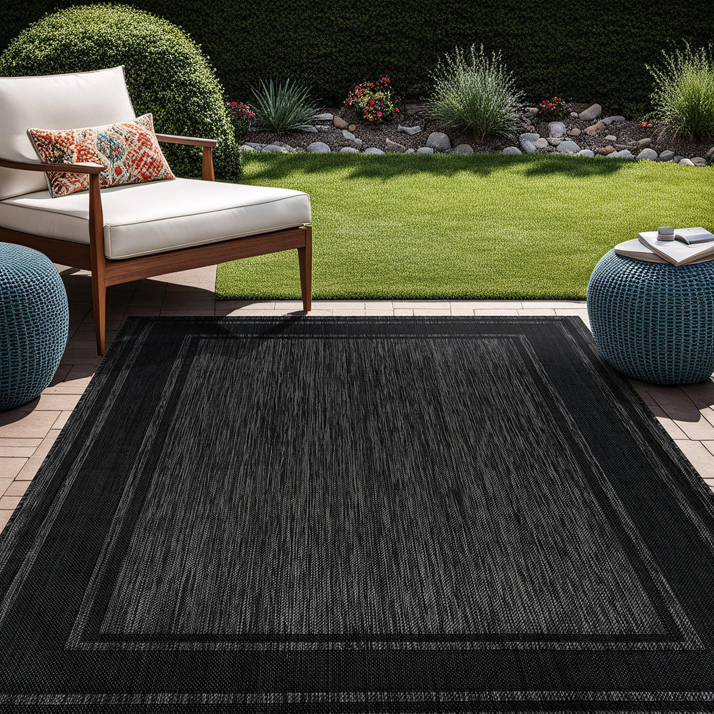 Beverly Rug Outdoor Rug 5x7 Modern Bordered Area Rugs for Indoor and Outdoor Patio Deck Porch Garden Waterproof Weather Sun Resistant Washable Outside Carpet (5 x 7 Beige)