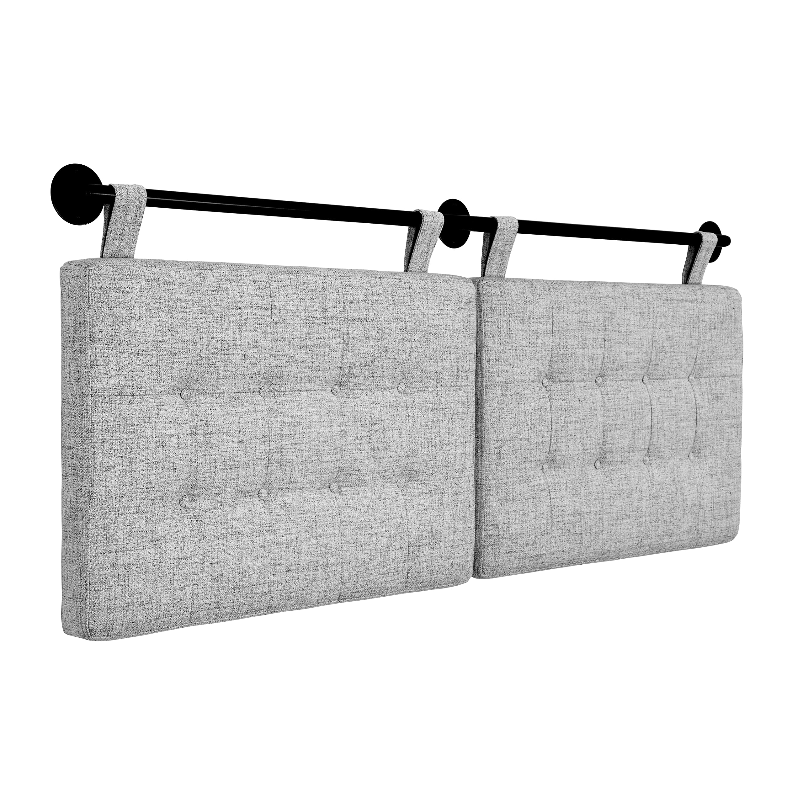 Nathan James Harlow Modern Wall Mount Hanging Headboard, Queen, Brown Faux Leather