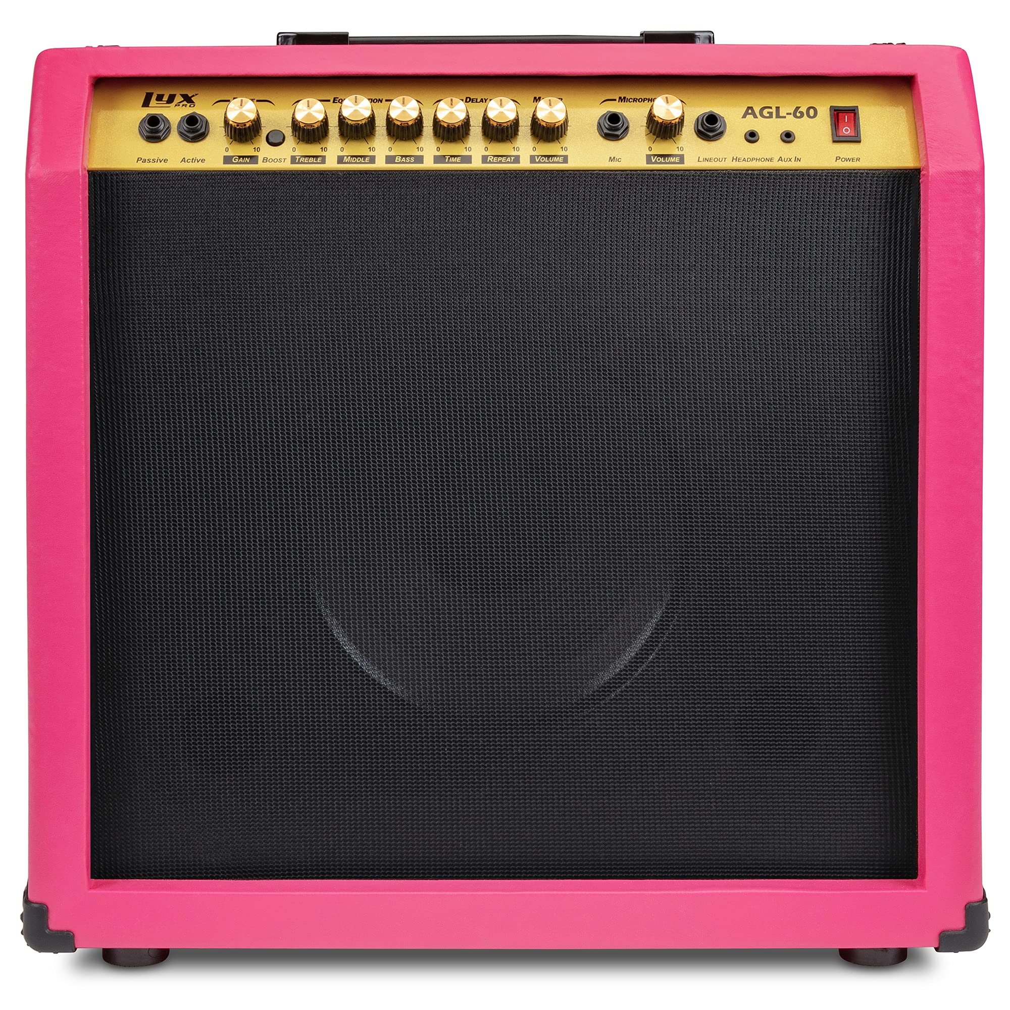 LyxPro Electric Guitar Amp 20 Watt Amplifier Built in Speaker Headphone Jack and Aux Input Includes Gain Bass Treble Volume and Grind - Black